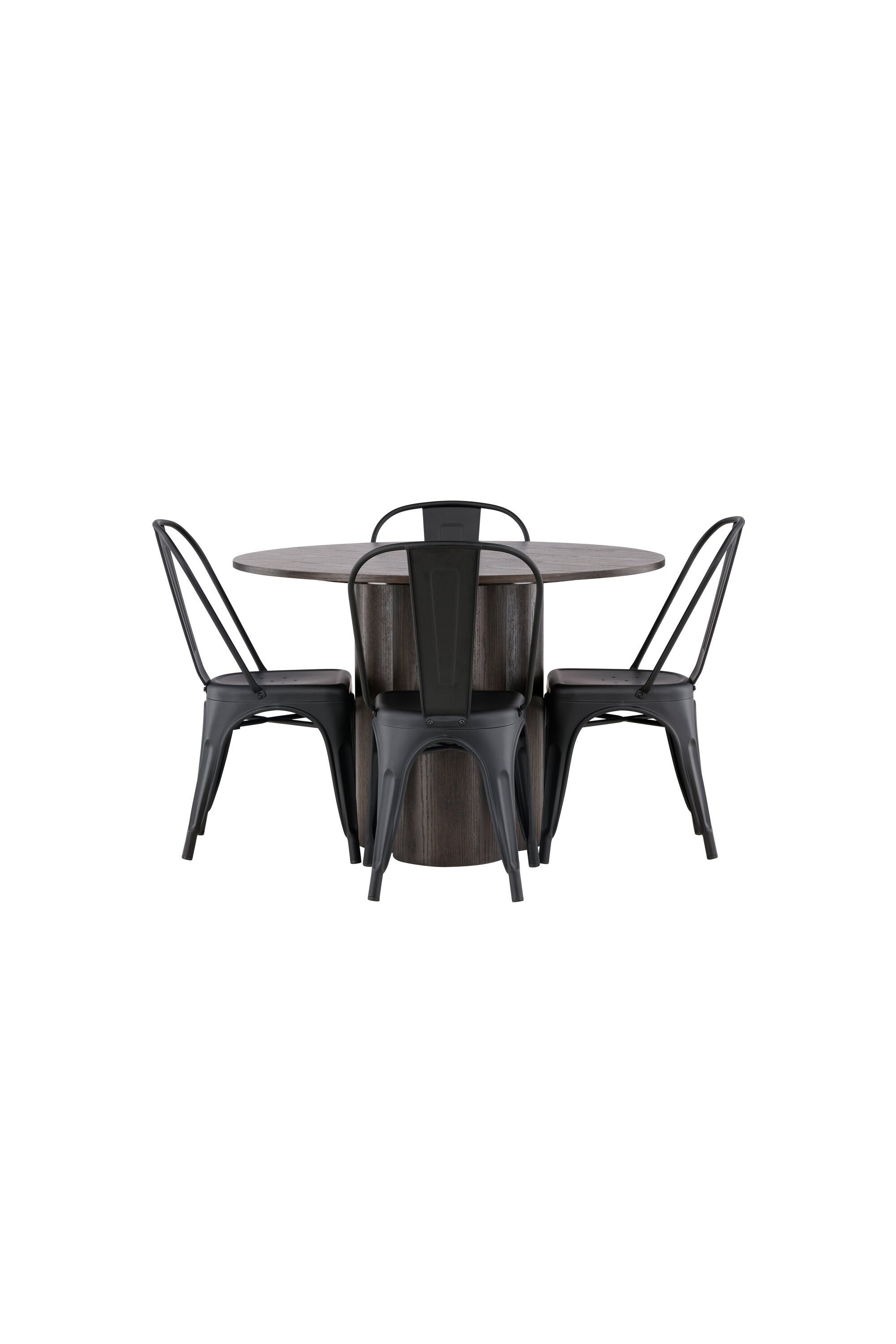 Olivia Esszimmer Set + Tempe ⌀110cm/4St. in Braun / Schwarz präsentiert im Onlineshop von KAQTU Design AG. Esszimmerset ist von Venture Home