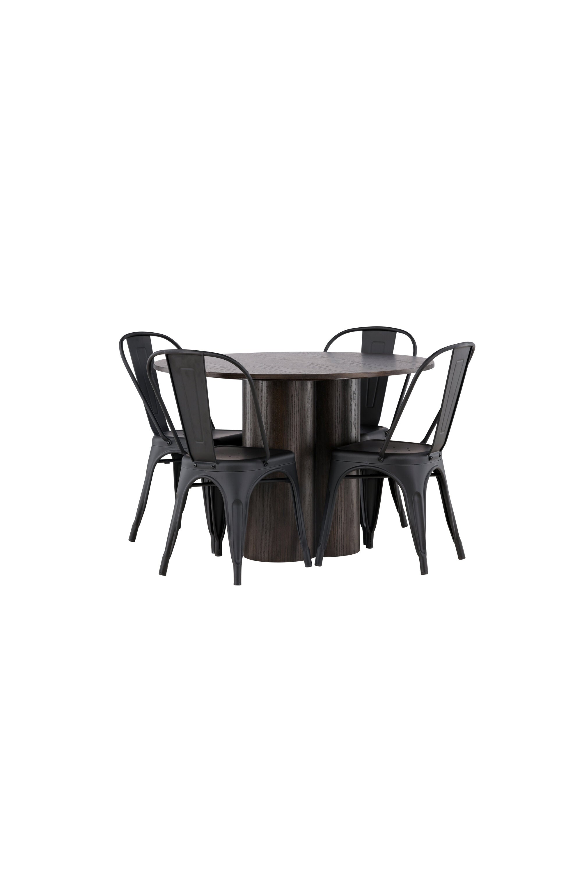 Olivia Esszimmer Set + Tempe ⌀110cm/4St. in Braun / Schwarz präsentiert im Onlineshop von KAQTU Design AG. Esszimmerset ist von Venture Home