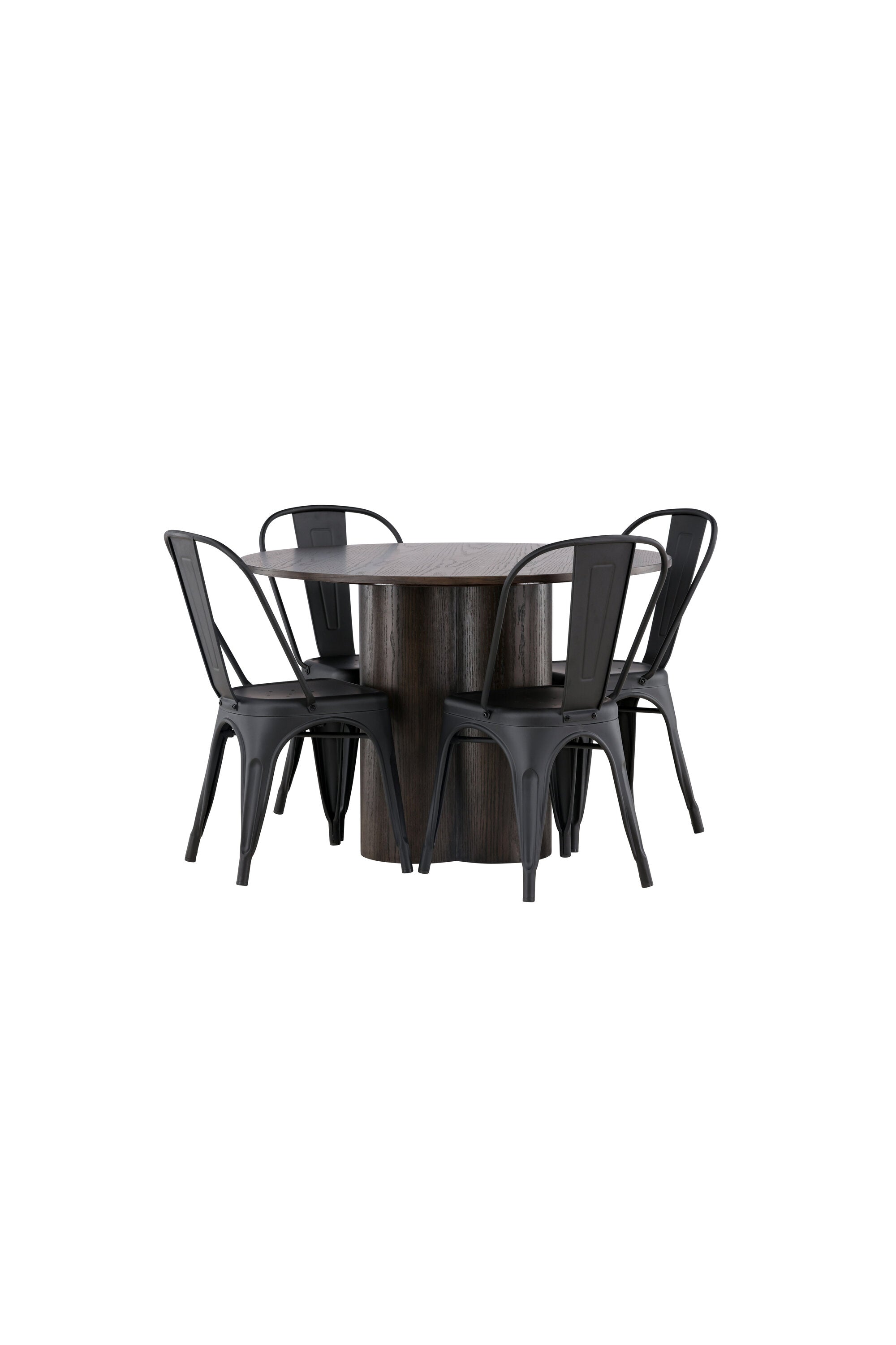 Olivia Esszimmer Set + Tempe ⌀110cm/4St. in Braun / Schwarz präsentiert im Onlineshop von KAQTU Design AG. Esszimmerset ist von Venture Home