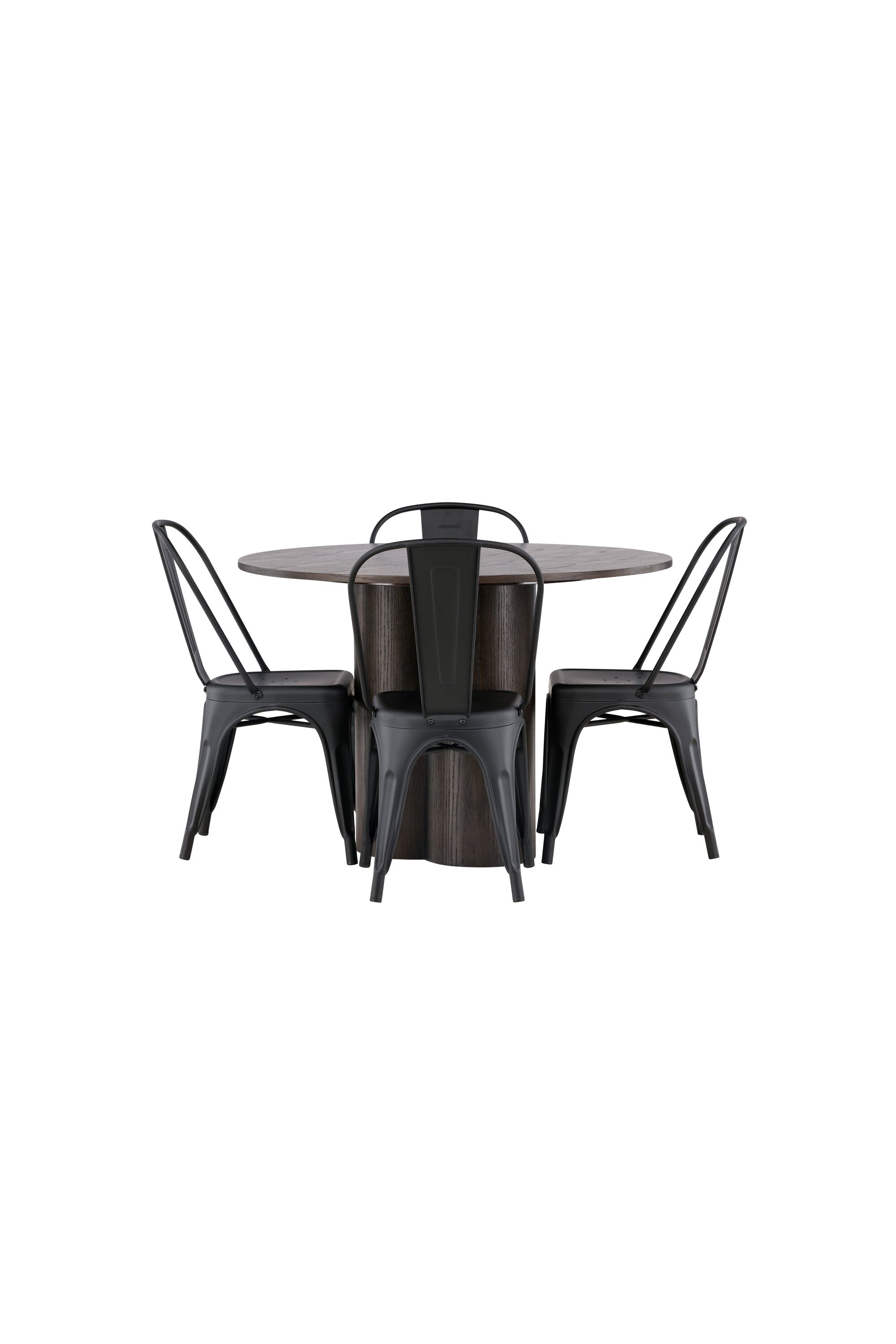 Olivia Esszimmer Set + Tempe ⌀110cm/4St. in Braun / Schwarz präsentiert im Onlineshop von KAQTU Design AG. Esszimmerset ist von Venture Home