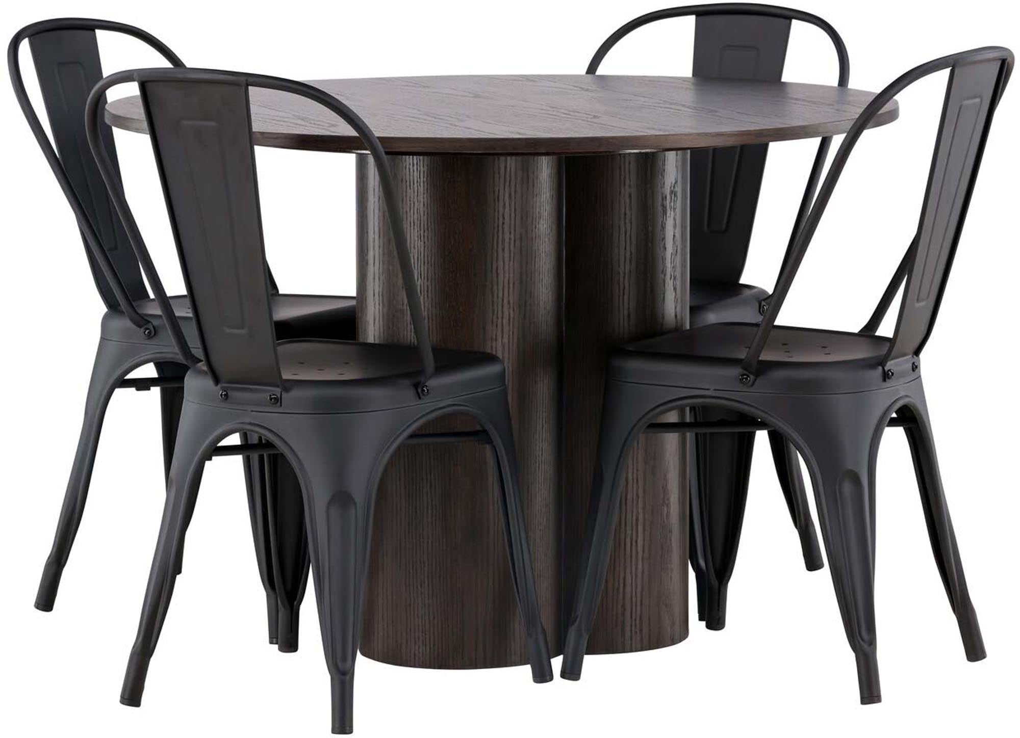 Stilvolles Olivia Esszimmer Set: Runder Tisch mit 4 Stühlen, Venture.