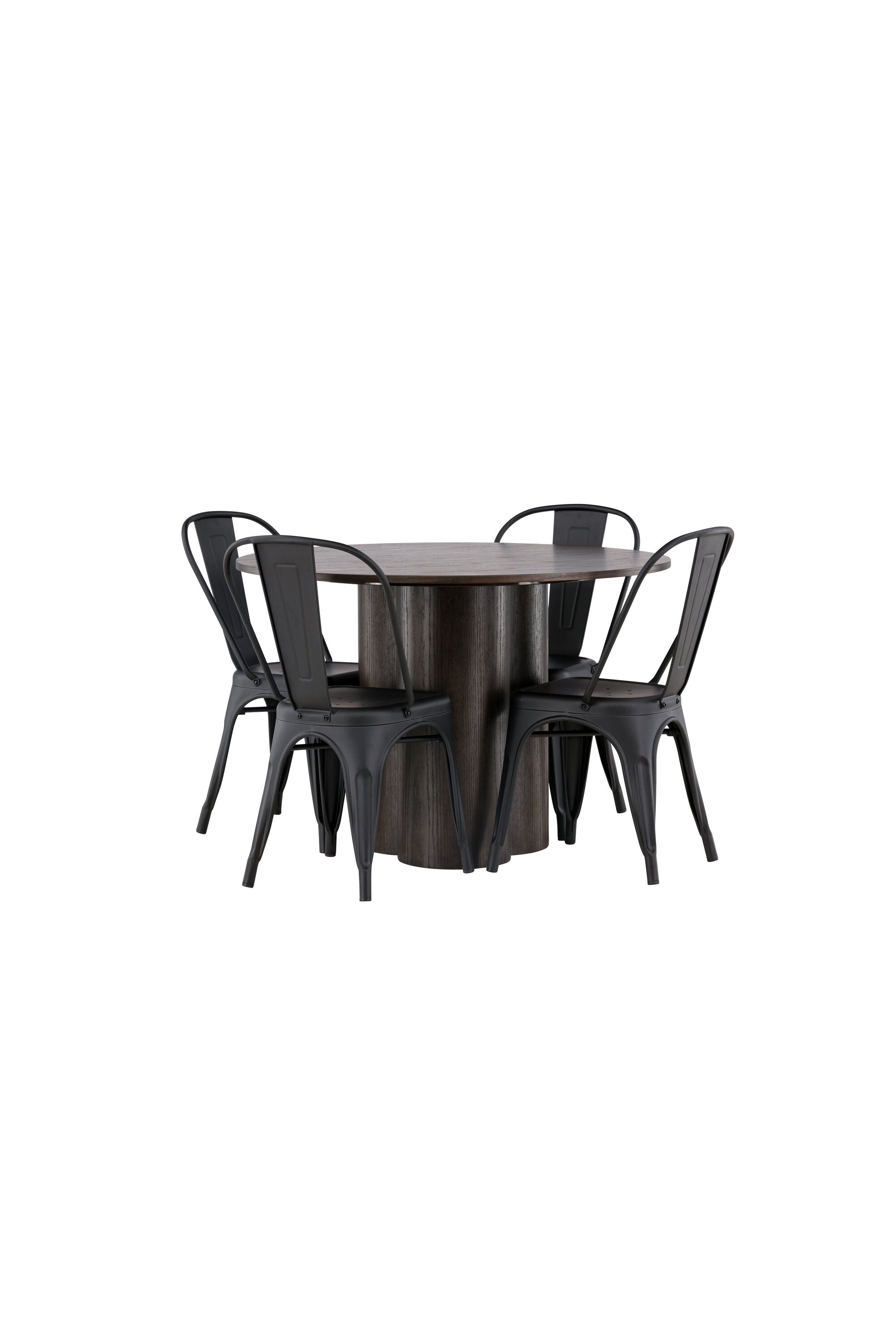 Olivia Esszimmer Set + Tempe ⌀110cm/4St. in Braun / Schwarz präsentiert im Onlineshop von KAQTU Design AG. Esszimmerset ist von Venture Home