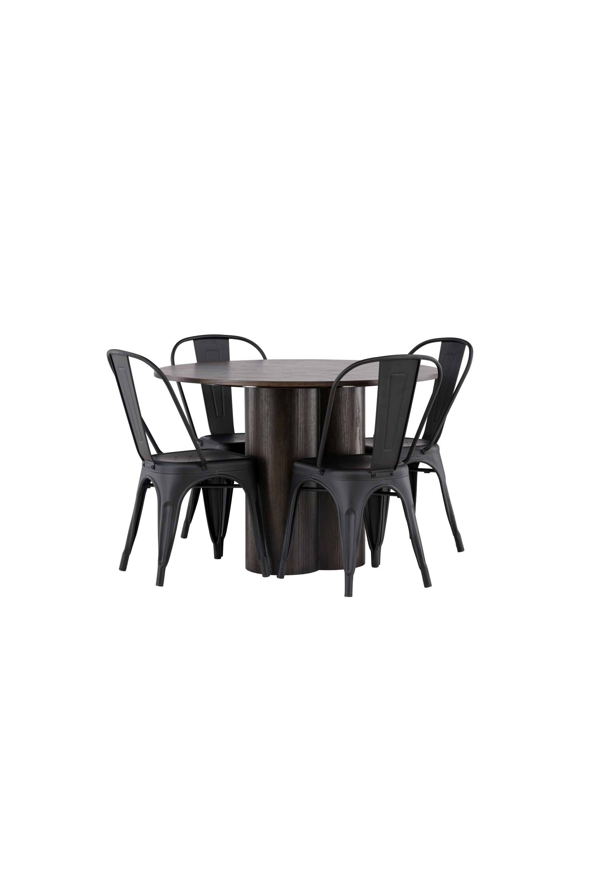 Olivia Esszimmer Set + Tempe ⌀110cm/4St. in Braun / Schwarz präsentiert im Onlineshop von KAQTU Design AG. Esszimmerset ist von Venture Home
