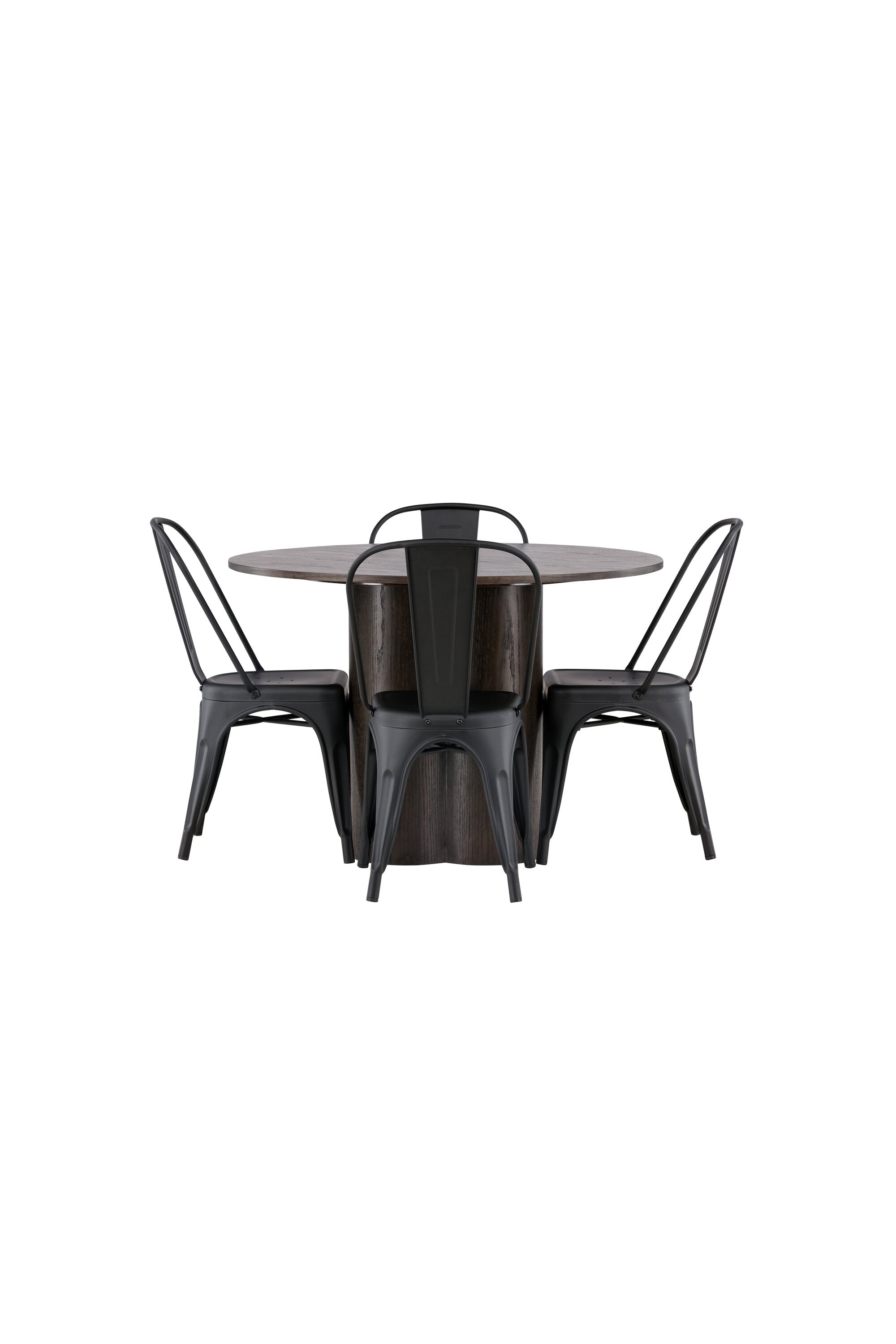 Olivia Esszimmer Set + Tempe ⌀110cm/4St. in Braun / Schwarz präsentiert im Onlineshop von KAQTU Design AG. Esszimmerset ist von Venture Home