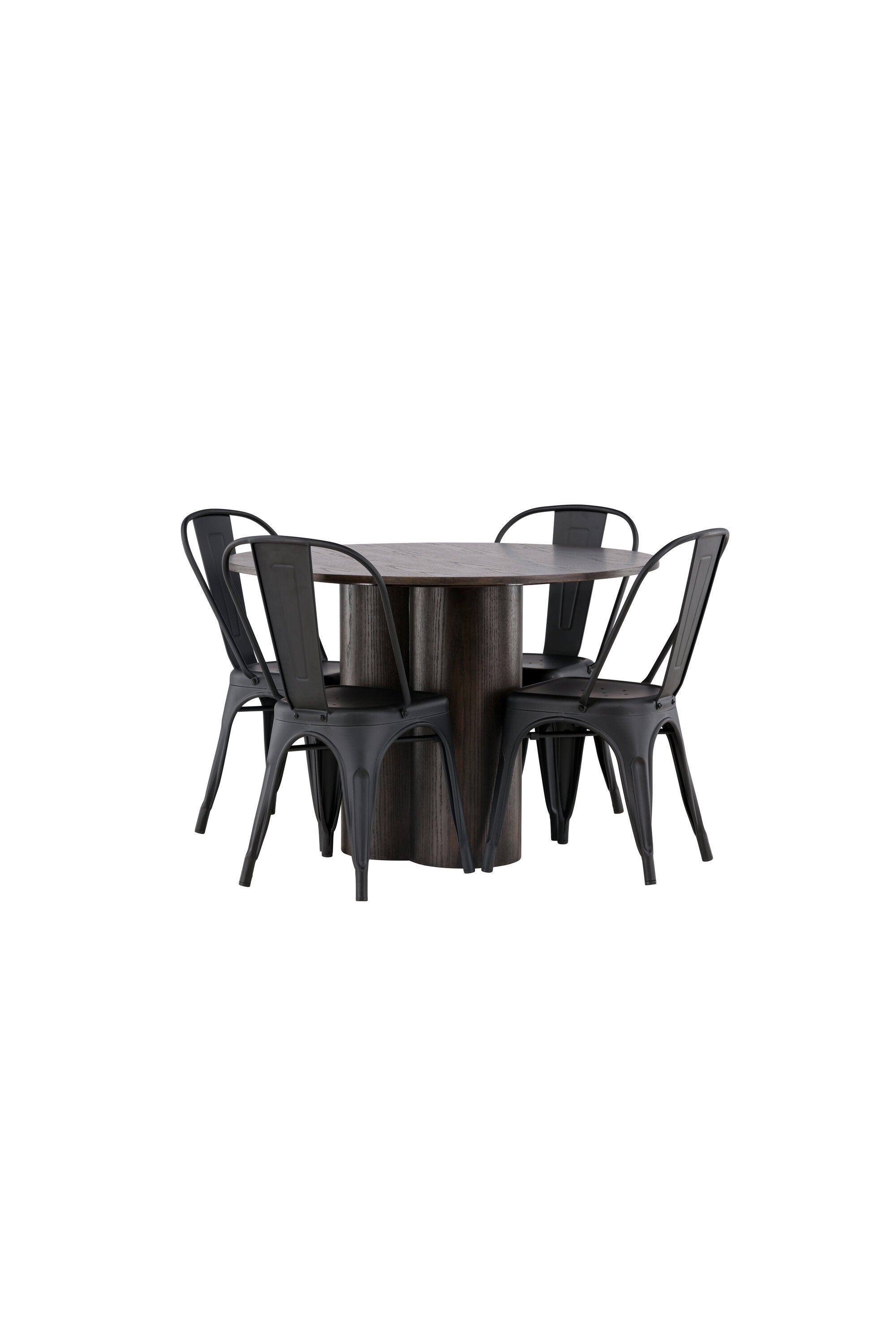 Olivia Esszimmer Set + Tempe ⌀110cm/4St. in Braun / Schwarz präsentiert im Onlineshop von KAQTU Design AG. Esszimmerset ist von Venture Home