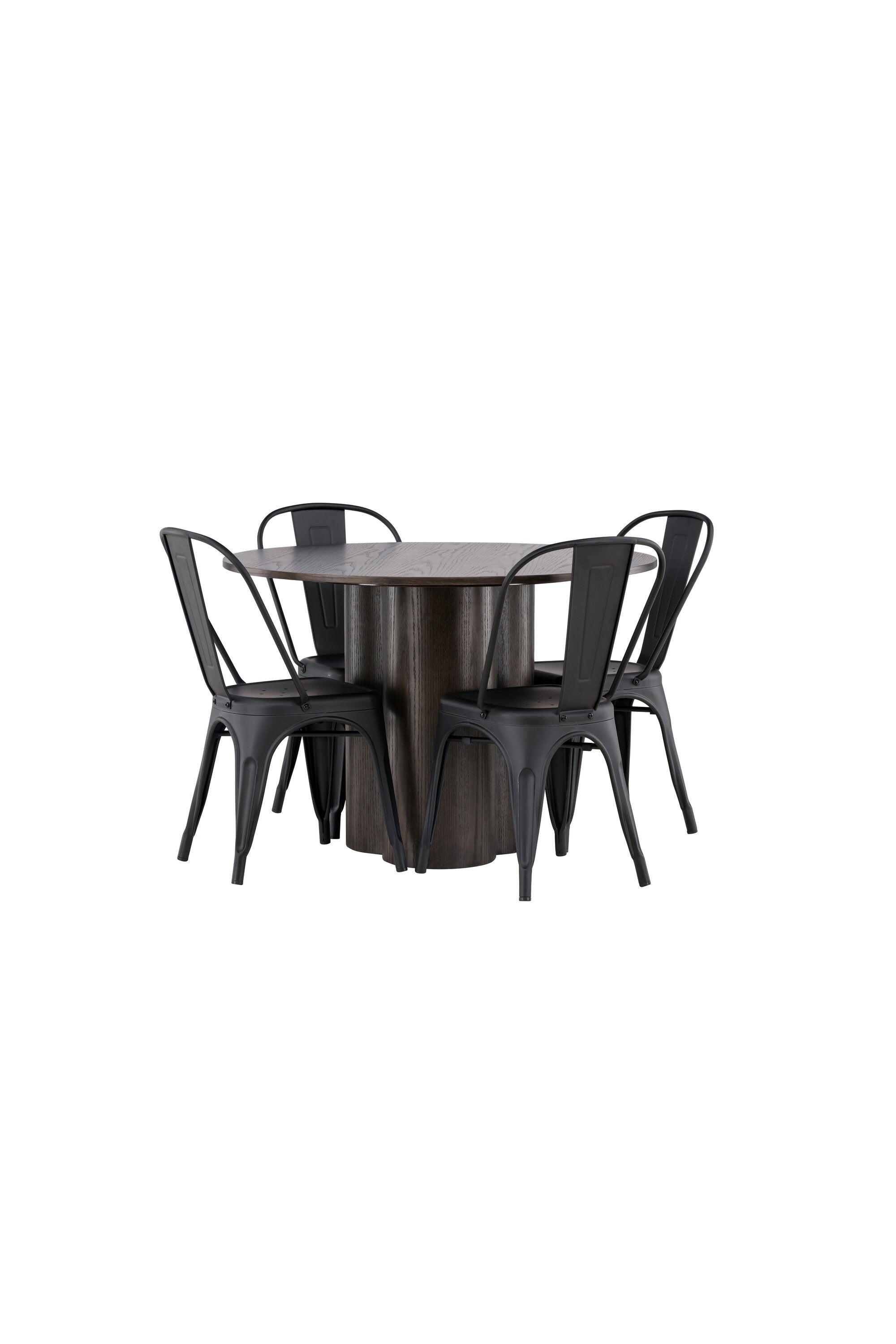 Olivia Esszimmer Set + Tempe ⌀110cm/4St. in Braun / Schwarz präsentiert im Onlineshop von KAQTU Design AG. Esszimmerset ist von Venture Home