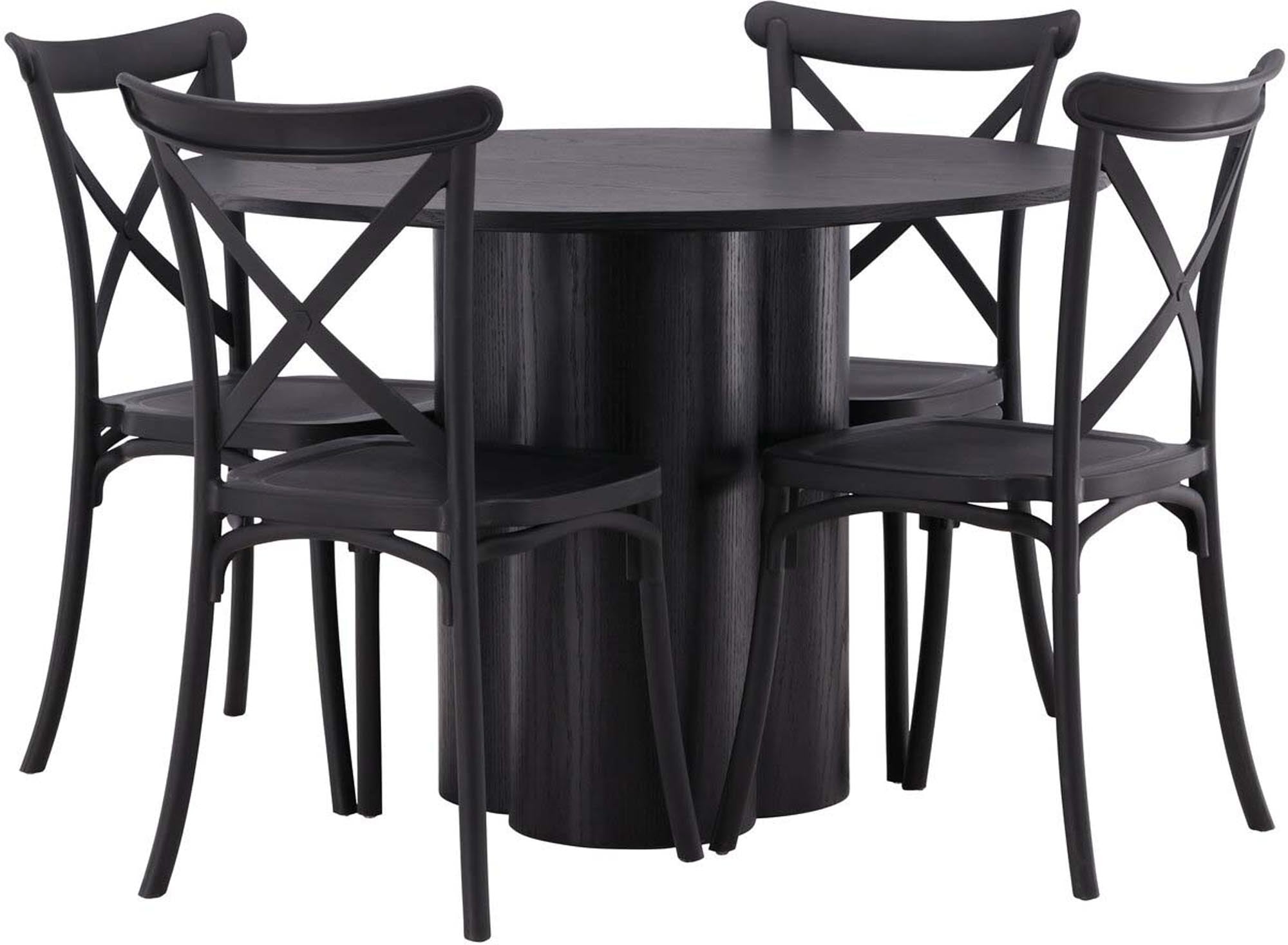 Das Olivia Esszimmer Set von Venture Home kombiniert einen stilvollen runden Tisch mit vier komfortablen Crosett-Stühlen. Perfekt für gesellige Runden!