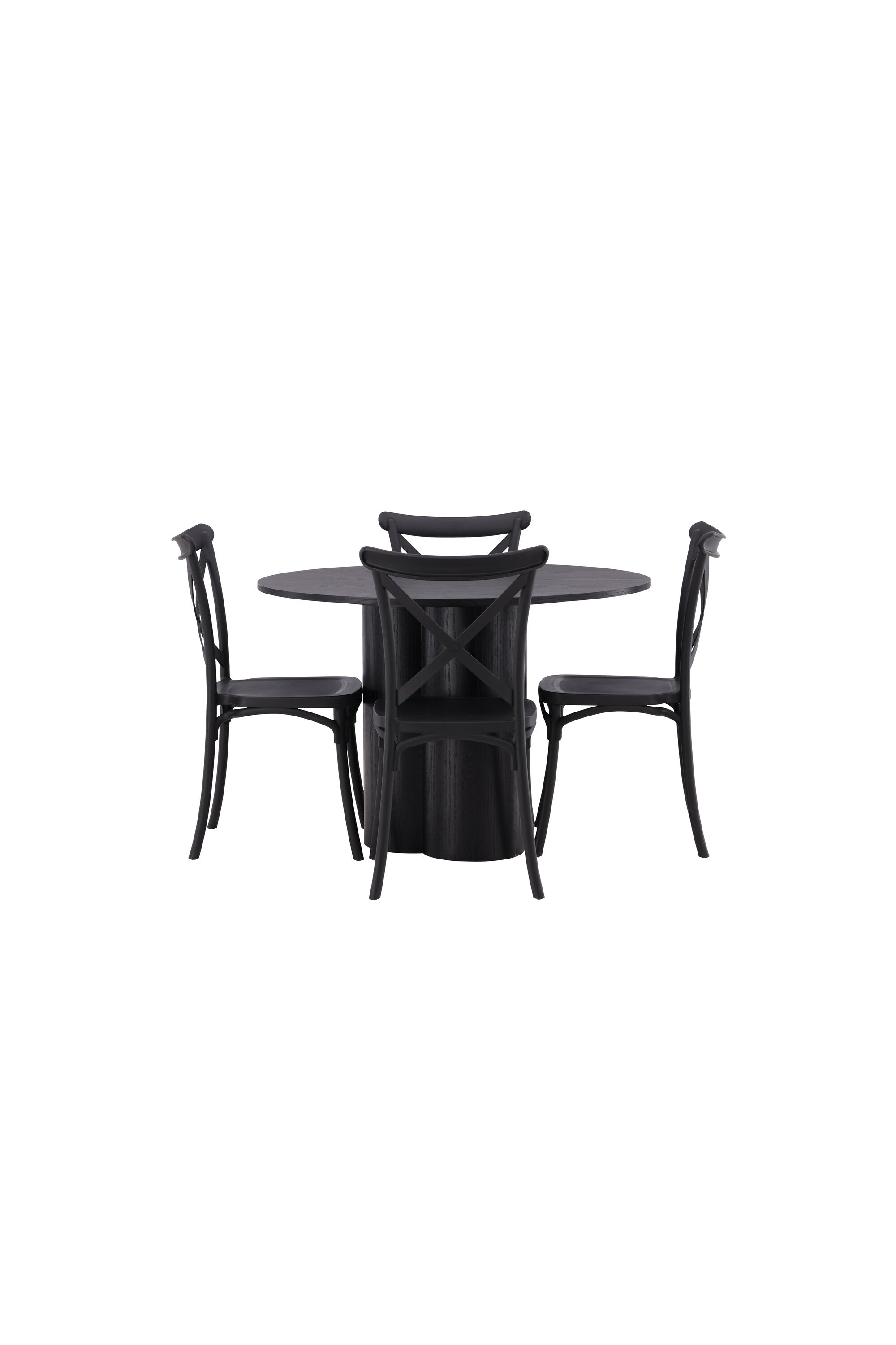 Olivia Esszimmer Set + Crosett ⌀110cm/4St. in Schwarz präsentiert im Onlineshop von KAQTU Design AG. Esszimmerset ist von Venture Home