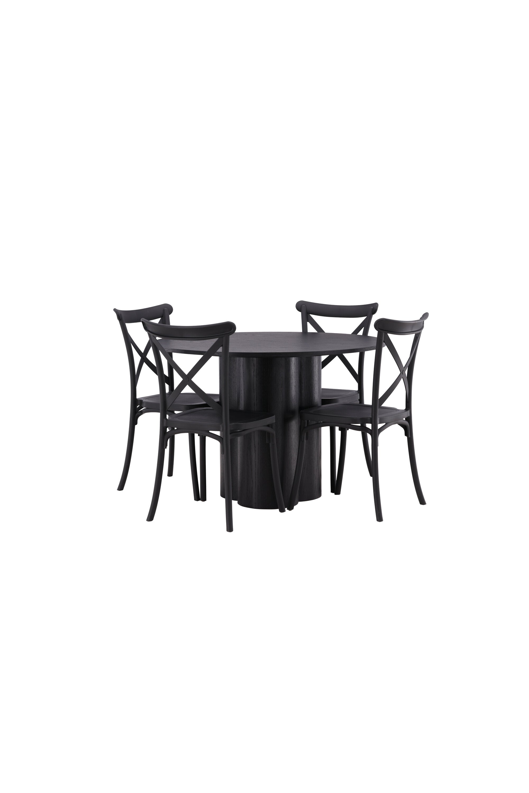 Olivia Esszimmer Set + Crosett ⌀110cm/4St. in Schwarz präsentiert im Onlineshop von KAQTU Design AG. Esszimmerset ist von Venture Home