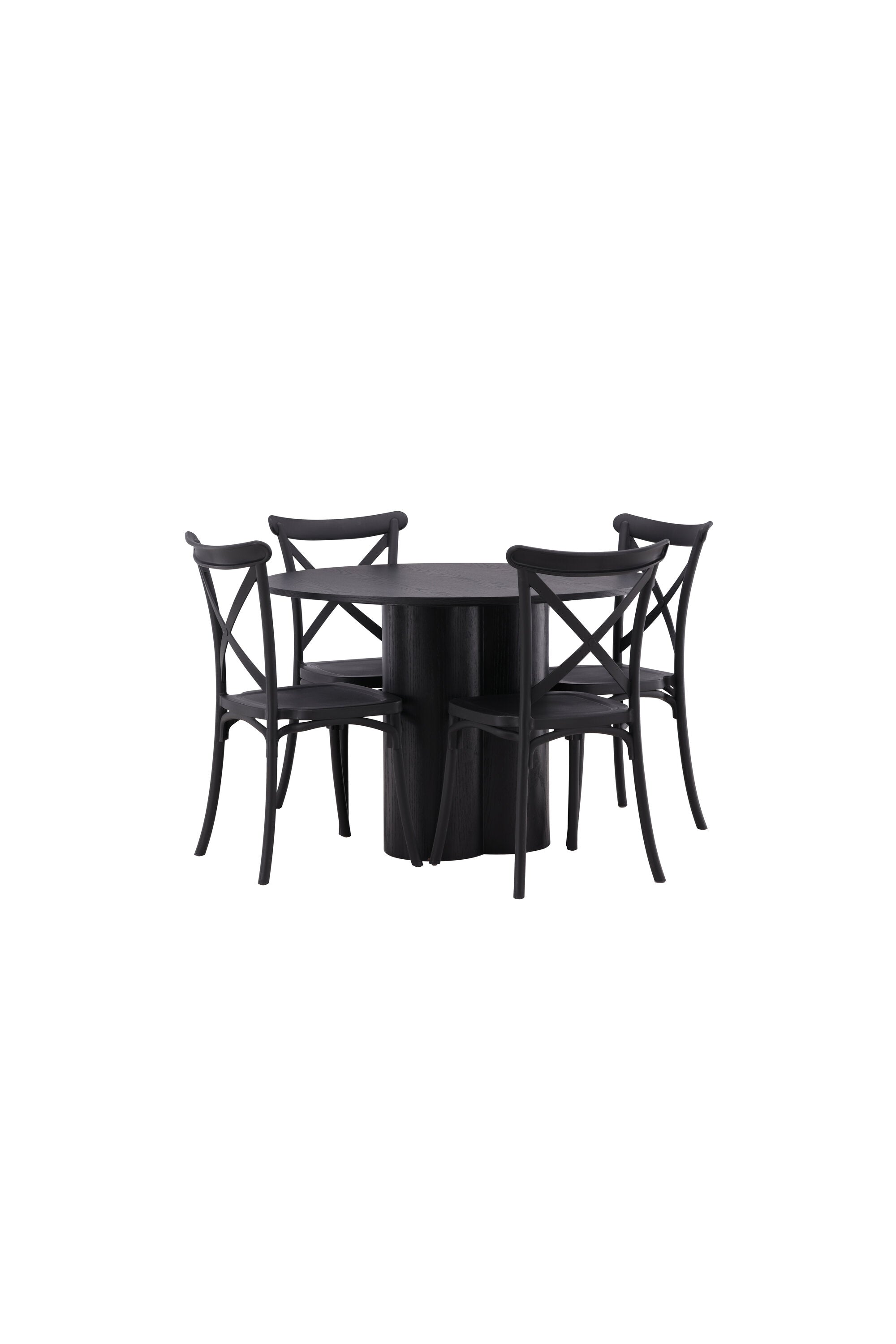 Olivia Esszimmer Set + Crosett ⌀110cm/4St. in Schwarz präsentiert im Onlineshop von KAQTU Design AG. Esszimmerset ist von Venture Home