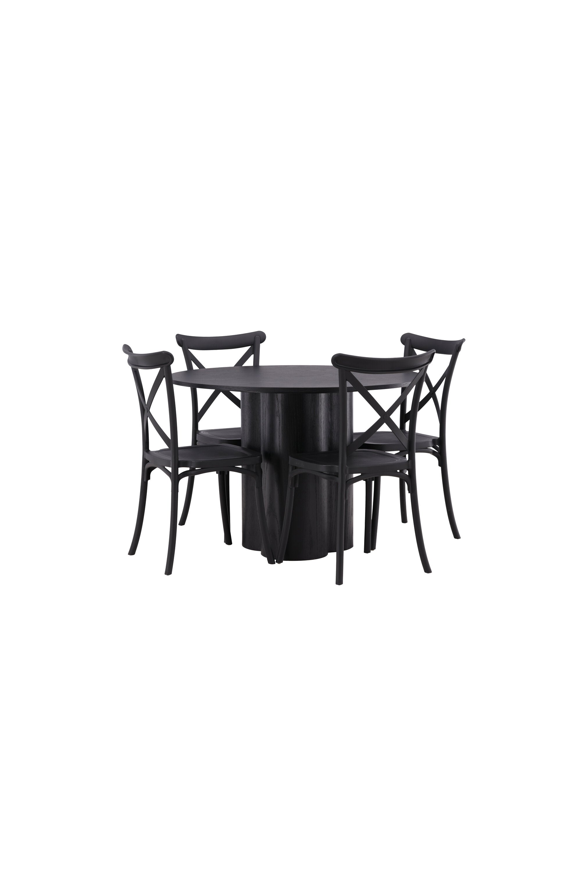 Olivia Esszimmer Set + Crosett ⌀110cm/4St. in Schwarz präsentiert im Onlineshop von KAQTU Design AG. Esszimmerset ist von Venture Home