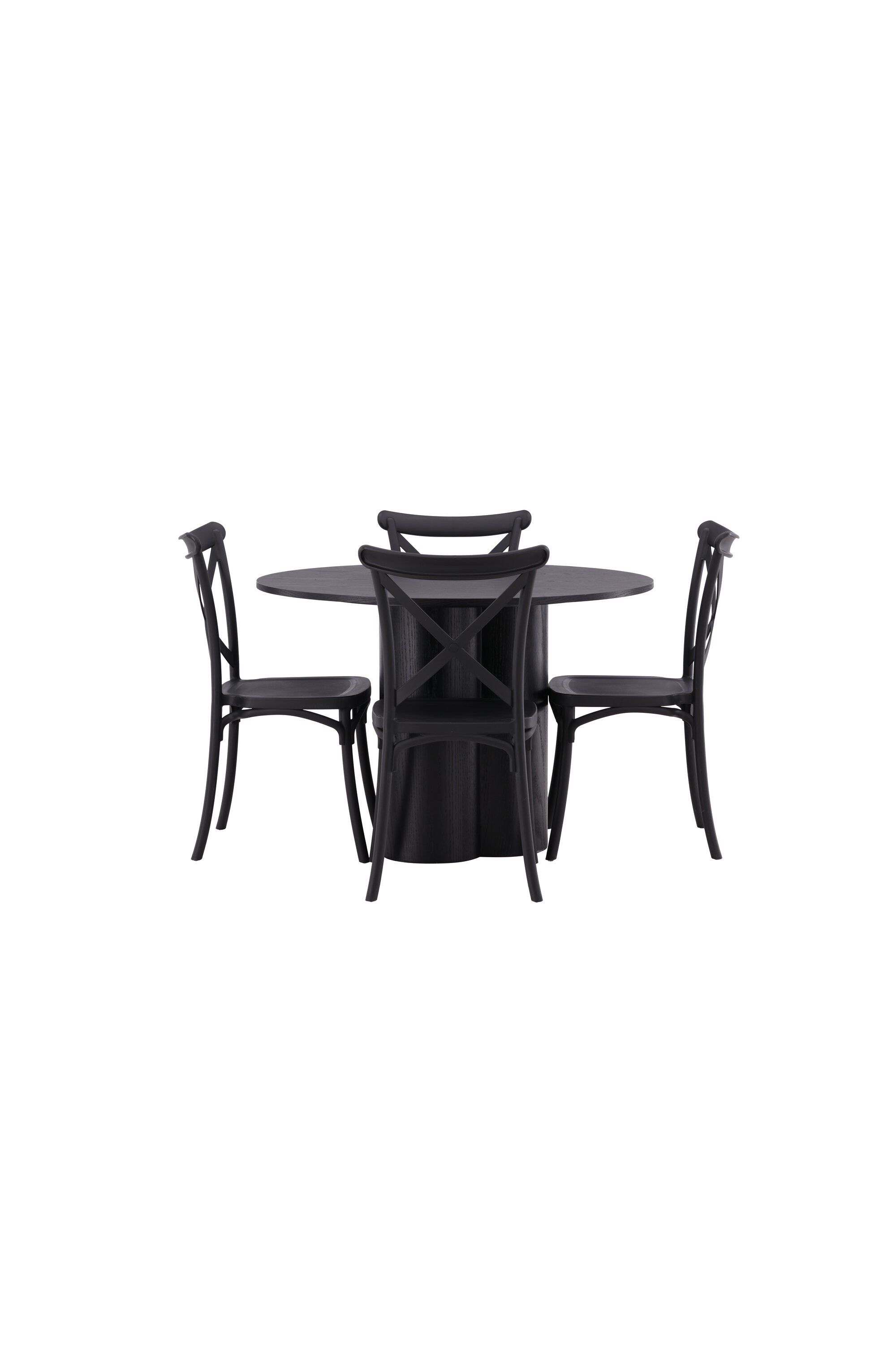Olivia Esszimmer Set + Crosett ⌀110cm/4St. in Schwarz präsentiert im Onlineshop von KAQTU Design AG. Esszimmerset ist von Venture Home