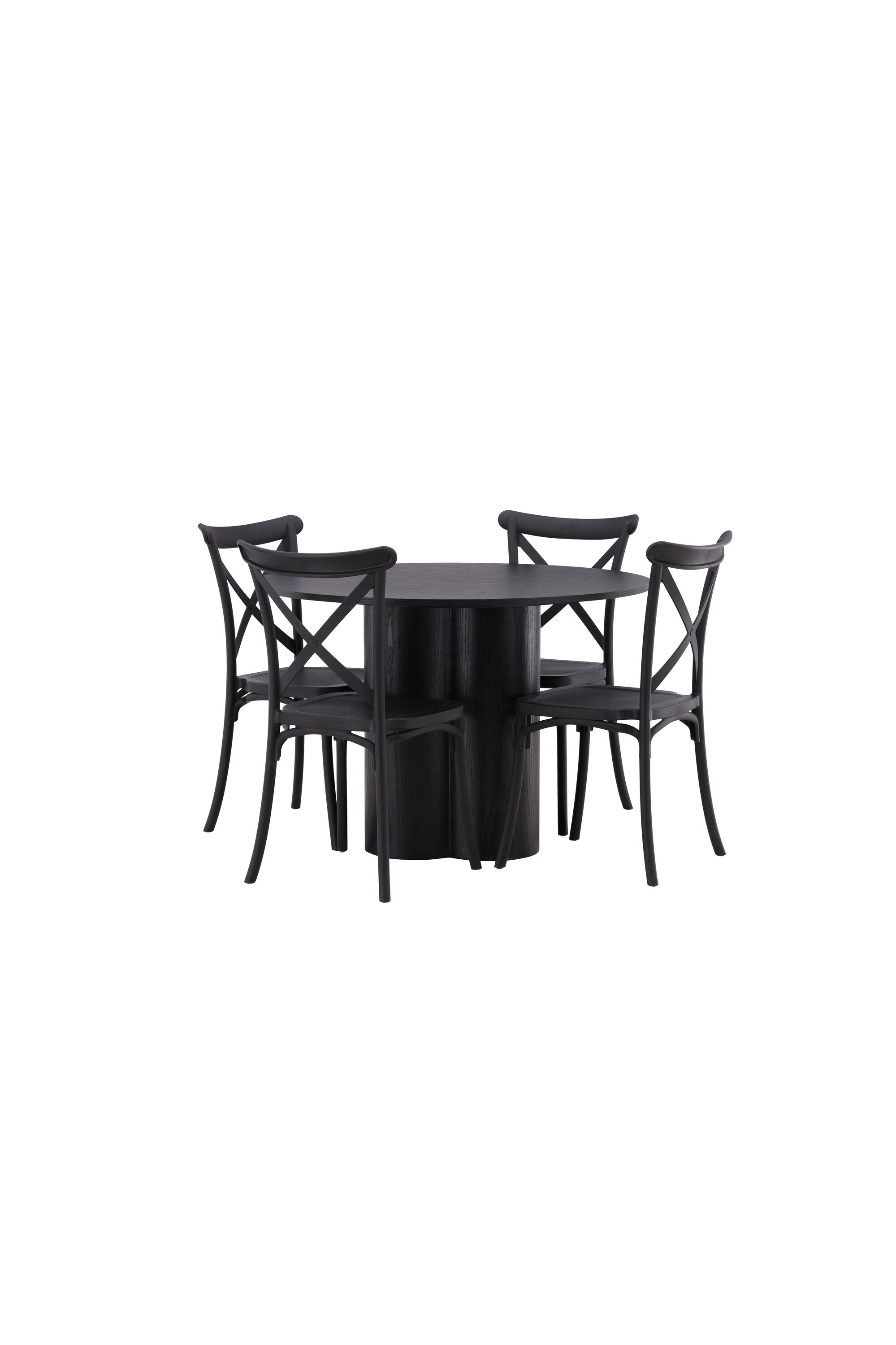 Olivia Esszimmer Set + Crosett ⌀110cm/4St. in Schwarz präsentiert im Onlineshop von KAQTU Design AG. Esszimmerset ist von Venture Home