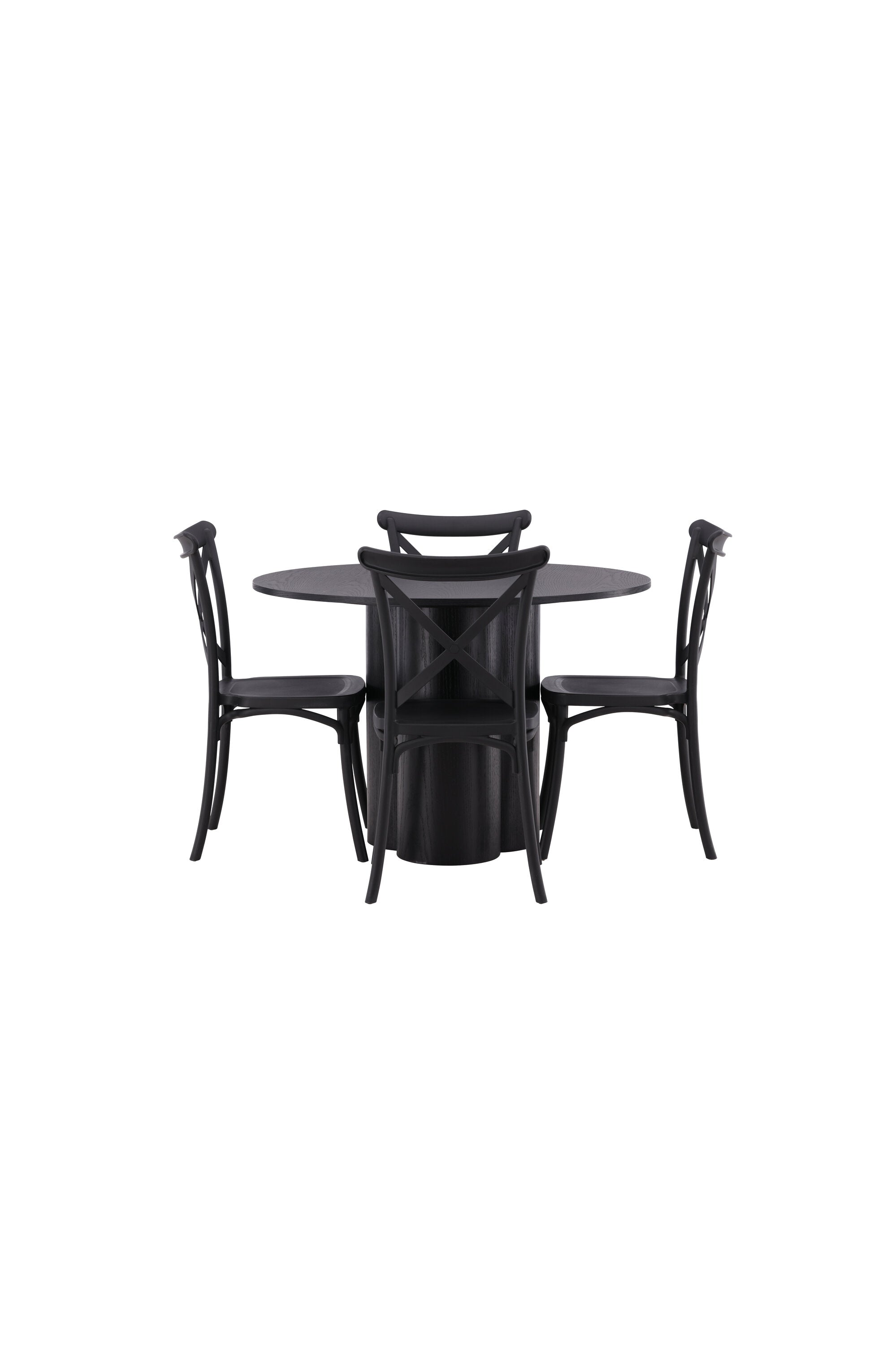 Olivia Esszimmer Set + Crosett ⌀110cm/4St. in Schwarz präsentiert im Onlineshop von KAQTU Design AG. Esszimmerset ist von Venture Home
