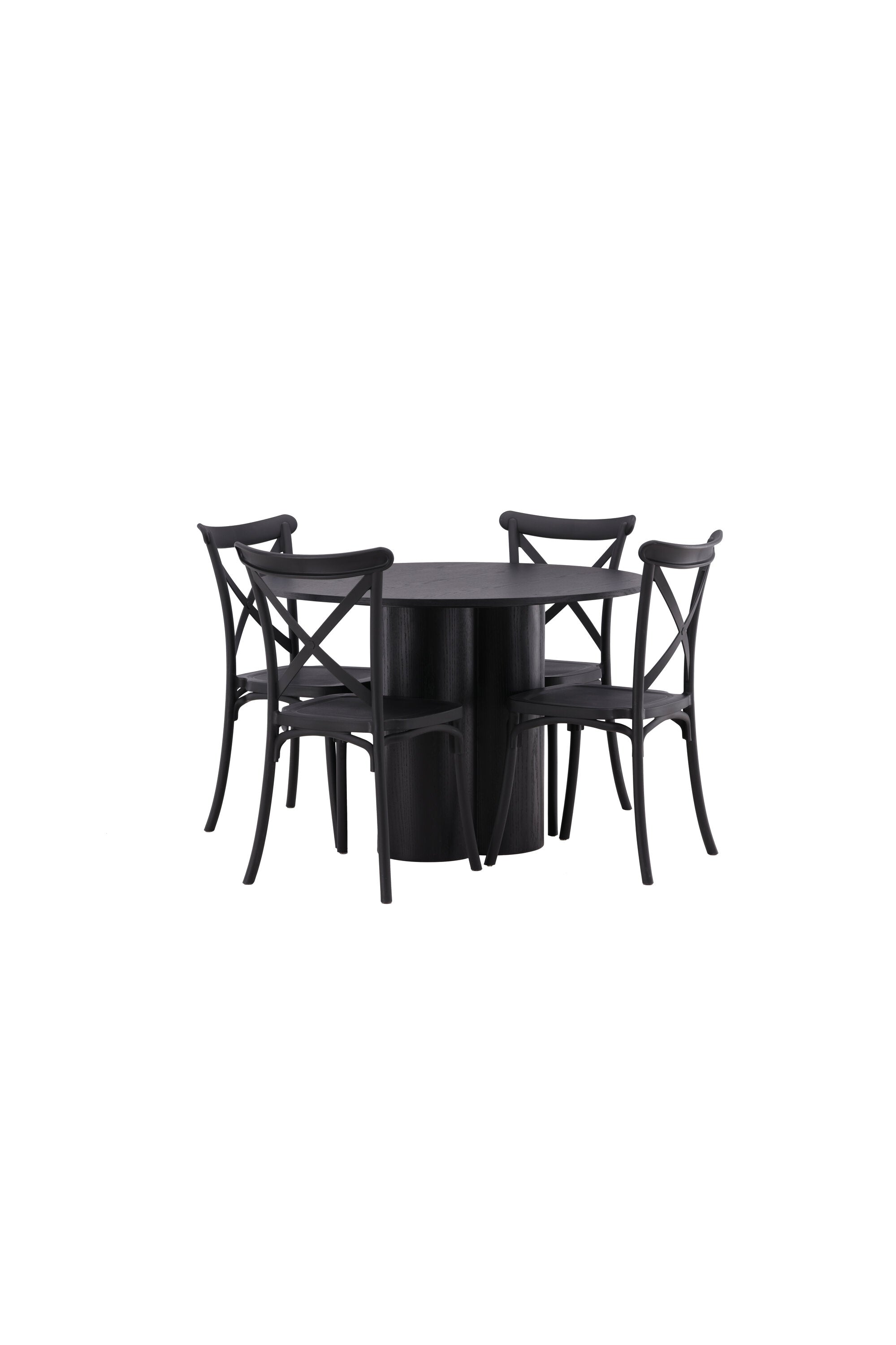 Olivia Esszimmer Set + Crosett ⌀110cm/4St. in Schwarz präsentiert im Onlineshop von KAQTU Design AG. Esszimmerset ist von Venture Home
