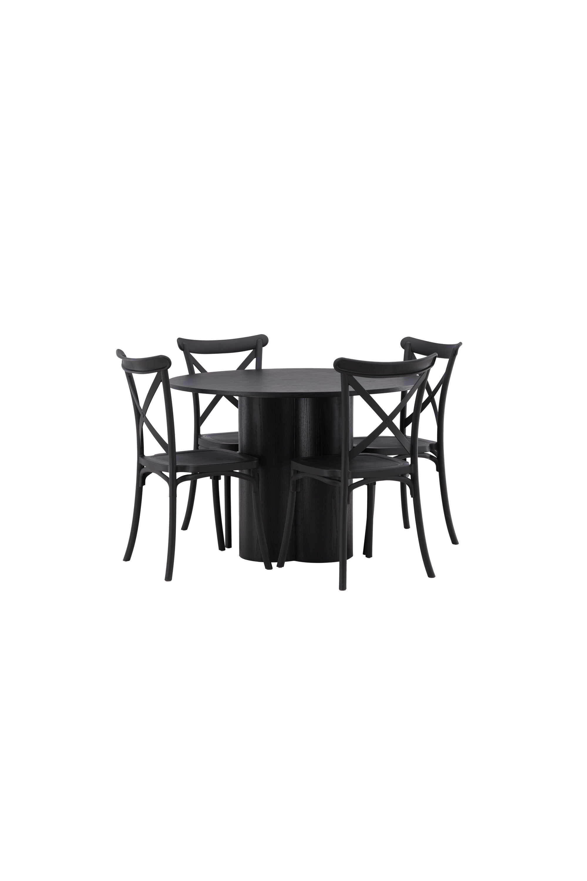 Olivia Esszimmer Set + Crosett ⌀110cm/4St. in Schwarz präsentiert im Onlineshop von KAQTU Design AG. Esszimmerset ist von Venture Home