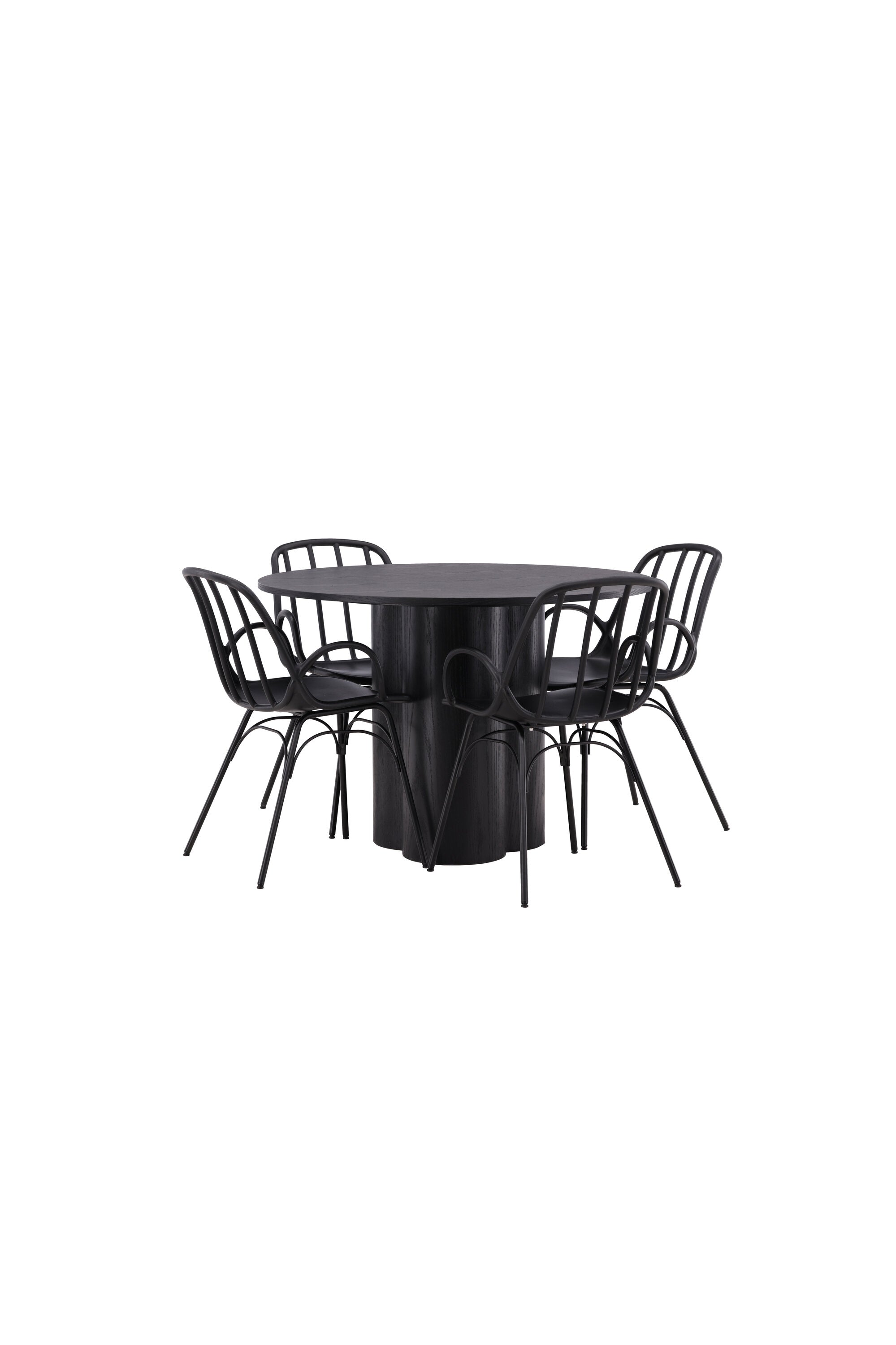 Olivia Esszimmerset + Dyrön ⌀110cm/4St. in Schwarz präsentiert im Onlineshop von KAQTU Design AG. Esszimmerset ist von Venture Home