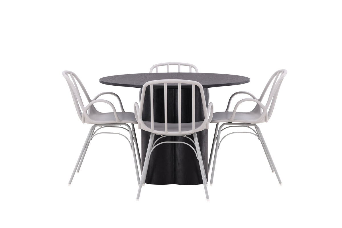 Olivia Esszimmerset + Dyrön ⌀110cm/4St. in Greige präsentiert im Onlineshop von KAQTU Design AG. Esszimmerset ist von Venture Home