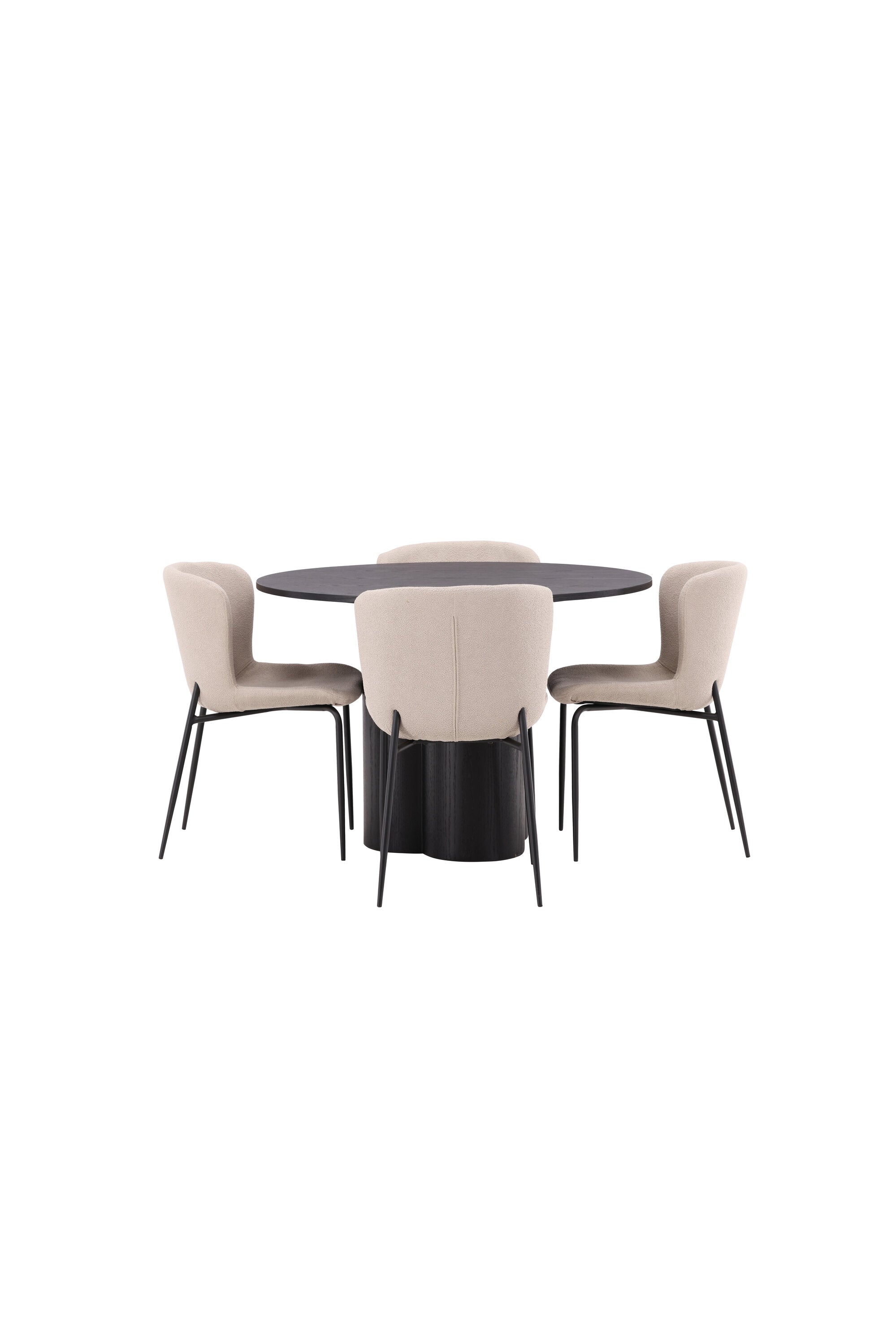 Olivia Esszimmer Set + Modesto ⌀110cm/4St. in Schwarz / Beige präsentiert im Onlineshop von KAQTU Design AG. Esszimmerset ist von Venture Home