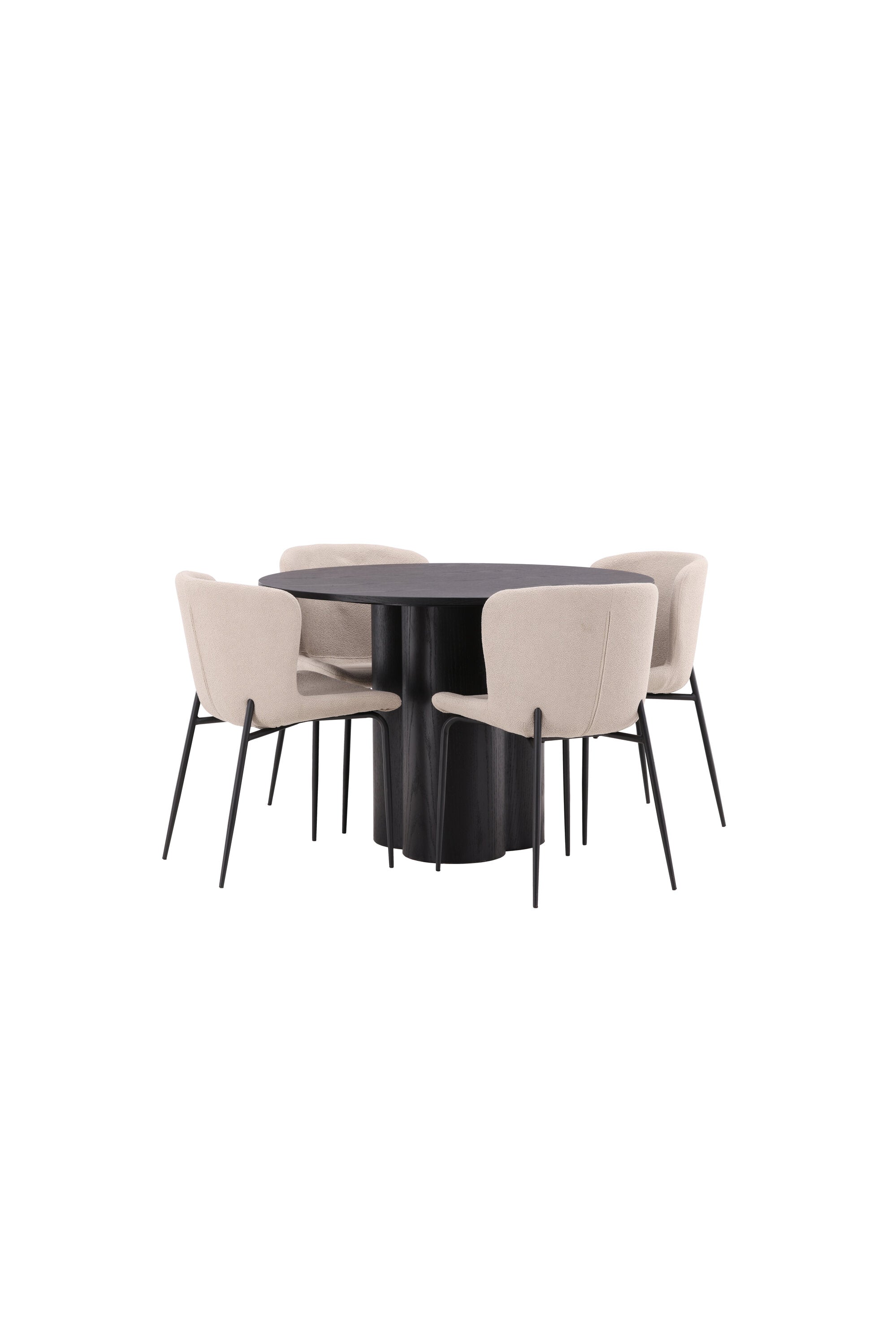 Olivia Esszimmer Set + Modesto ⌀110cm/4St. in Schwarz / Beige präsentiert im Onlineshop von KAQTU Design AG. Esszimmerset ist von Venture Home