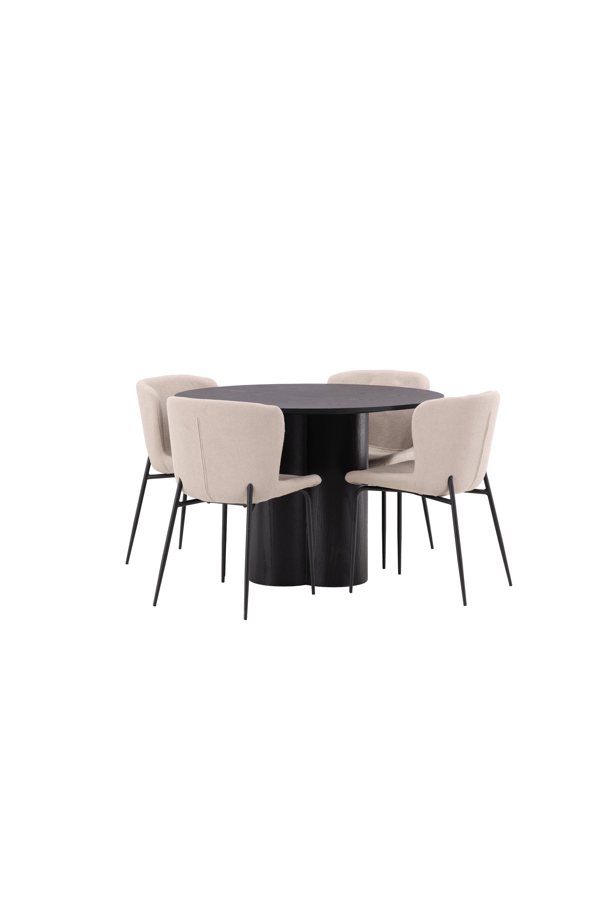 Olivia Esszimmer Set + Modesto ⌀110cm/4St. in Schwarz / Beige präsentiert im Onlineshop von KAQTU Design AG. Esszimmerset ist von Venture Home