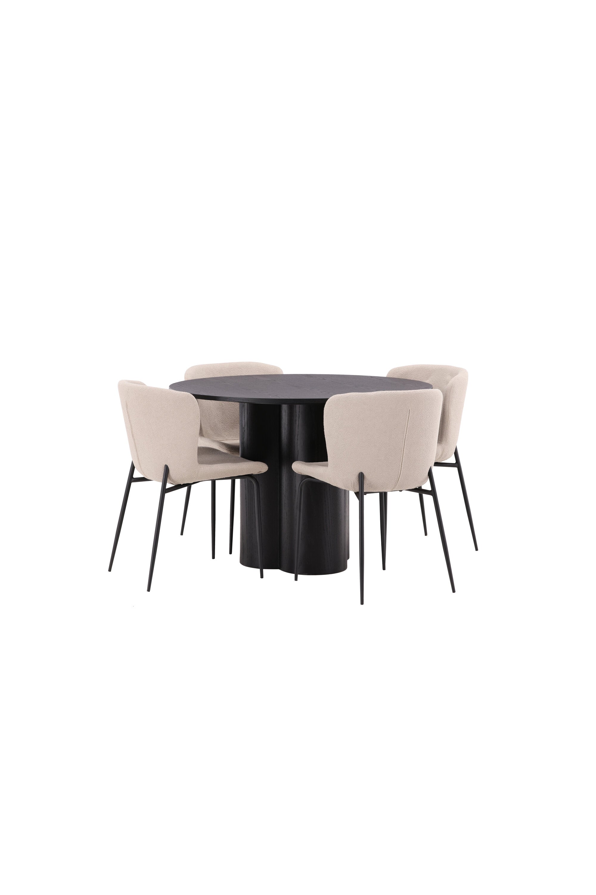 Olivia Esszimmer Set + Modesto ⌀110cm/4St. in Schwarz / Beige präsentiert im Onlineshop von KAQTU Design AG. Esszimmerset ist von Venture Home