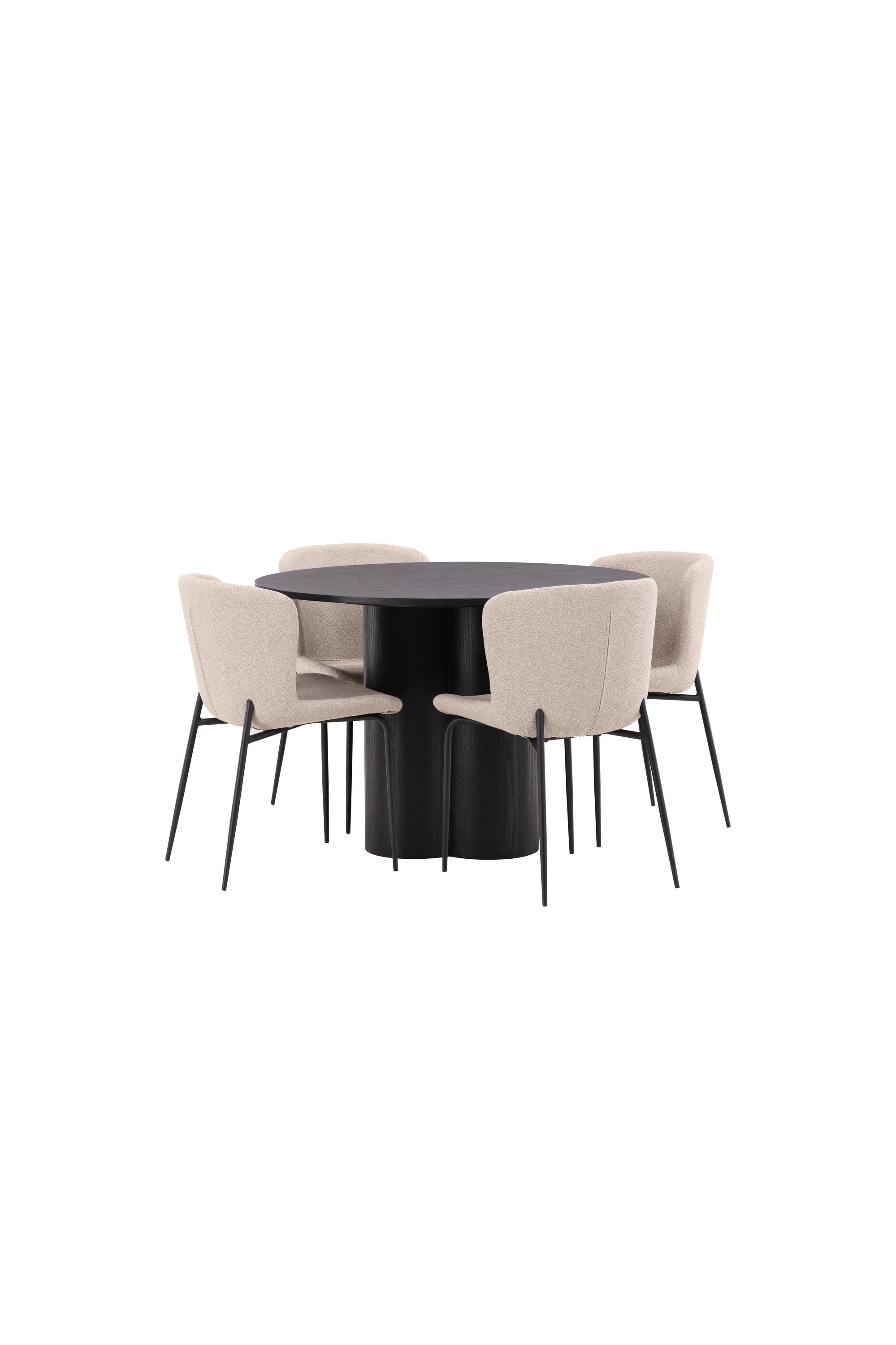 Olivia Esszimmer Set + Modesto ⌀110cm/4St. in Schwarz / Beige präsentiert im Onlineshop von KAQTU Design AG. Esszimmerset ist von Venture Home