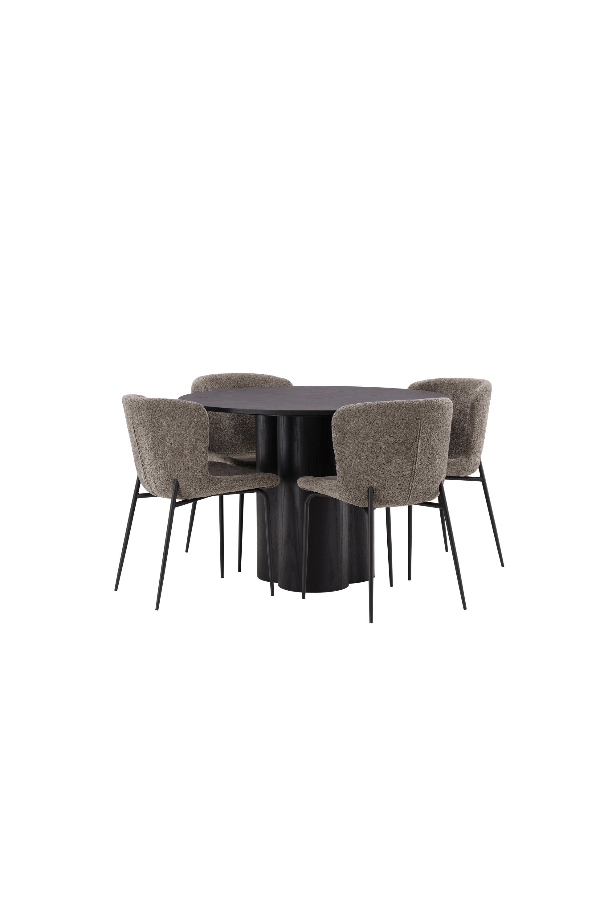 Olivia Esszimmer Set + Modesto ⌀110cm/4St. in Schwarz / Beige / Grau präsentiert im Onlineshop von KAQTU Design AG. Esszimmerset ist von Venture Home