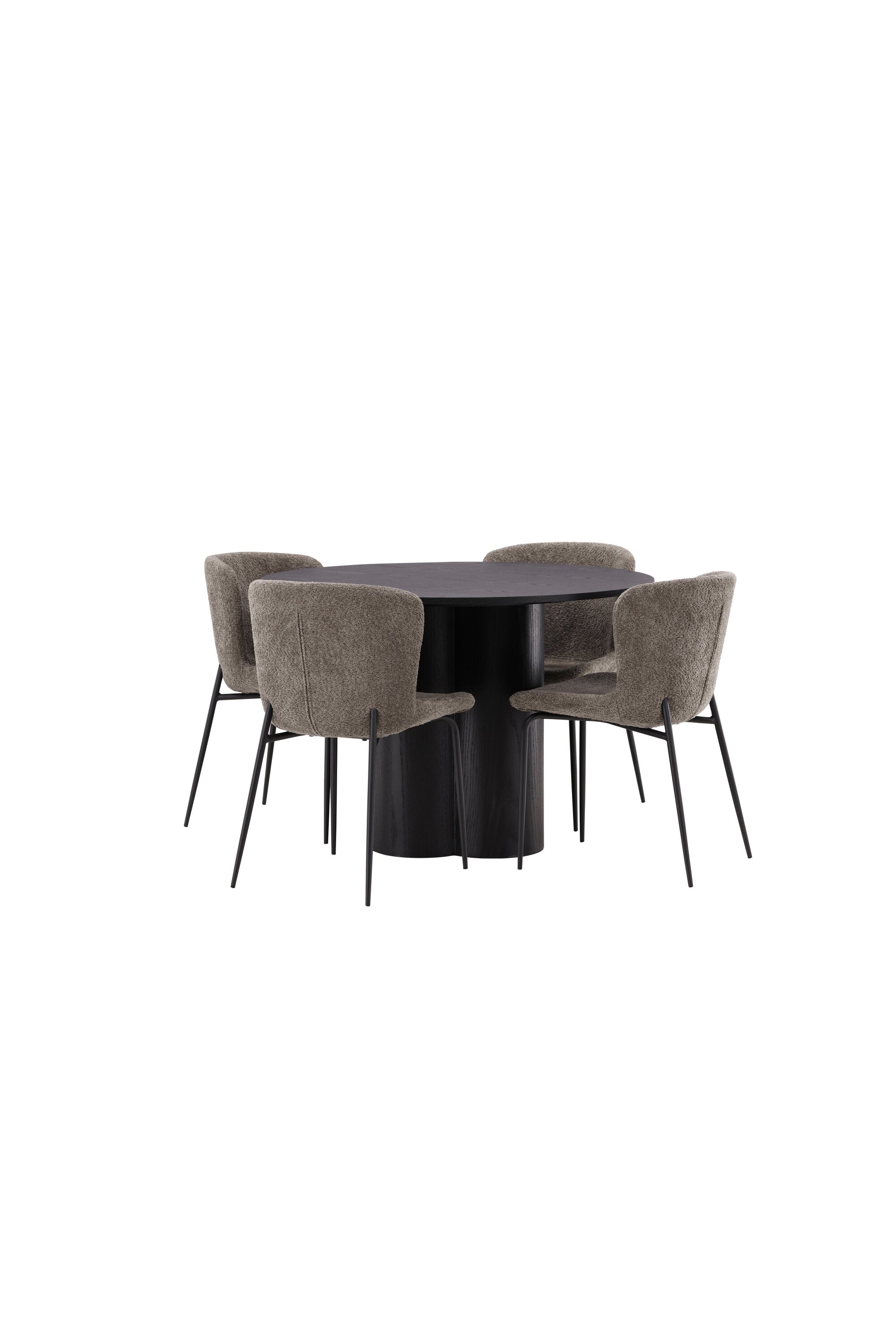 Olivia Esszimmer Set + Modesto ⌀110cm/4St. in Schwarz / Beige / Grau präsentiert im Onlineshop von KAQTU Design AG. Esszimmerset ist von Venture Home