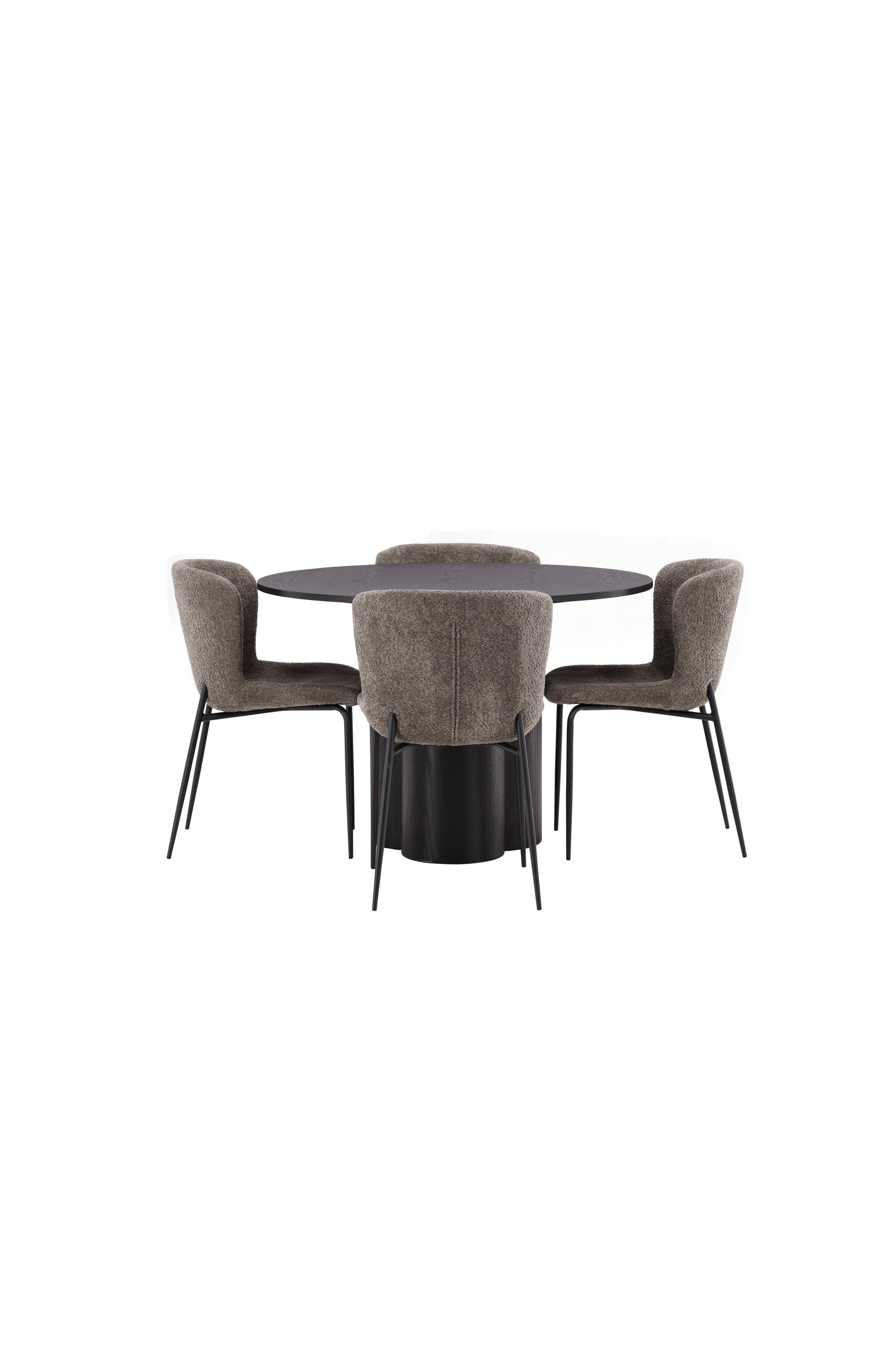 Olivia Esszimmer Set + Modesto ⌀110cm/4St. in Schwarz / Beige / Grau präsentiert im Onlineshop von KAQTU Design AG. Esszimmerset ist von Venture Home