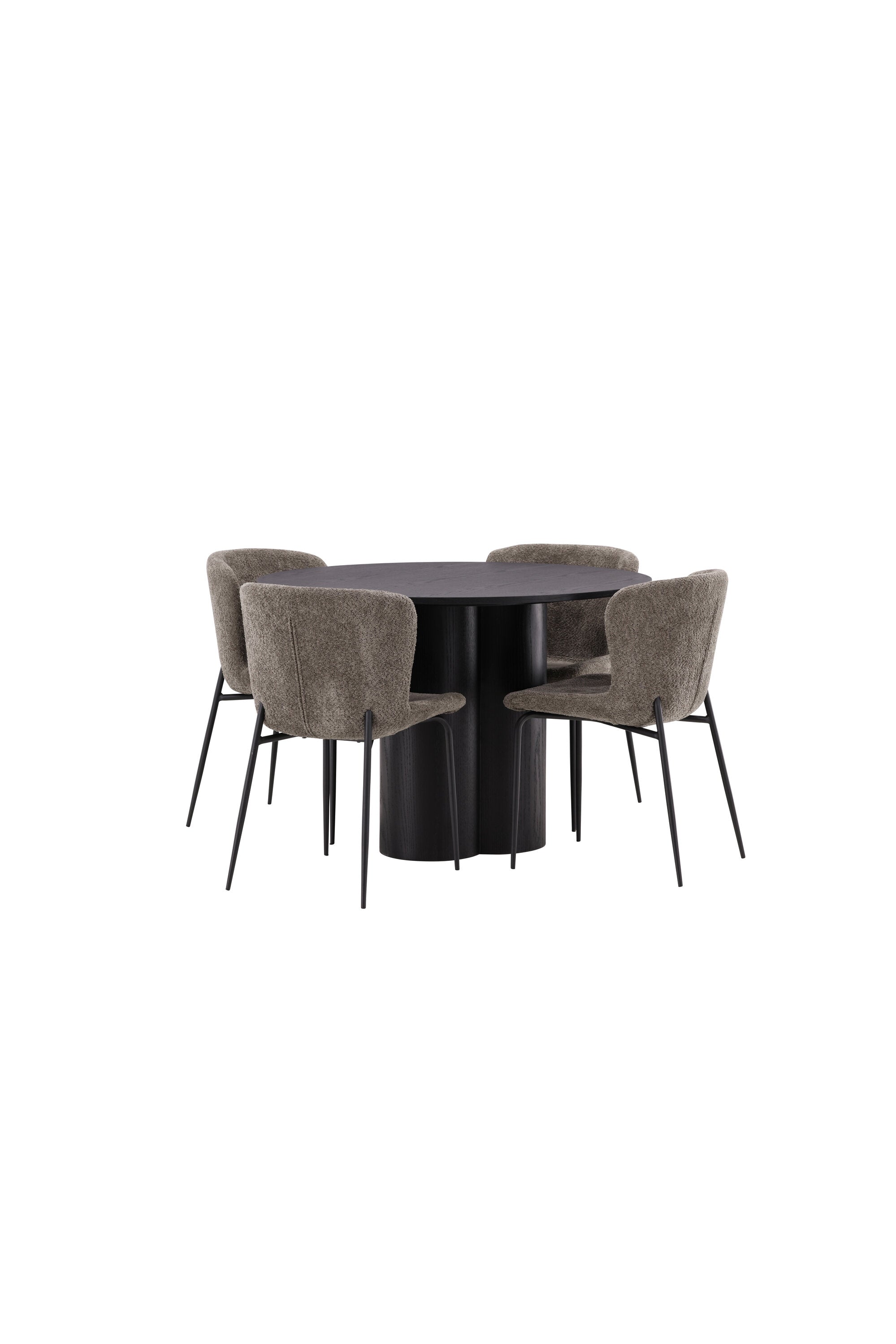 Olivia Esszimmer Set + Modesto ⌀110cm/4St. in Schwarz / Beige / Grau präsentiert im Onlineshop von KAQTU Design AG. Esszimmerset ist von Venture Home