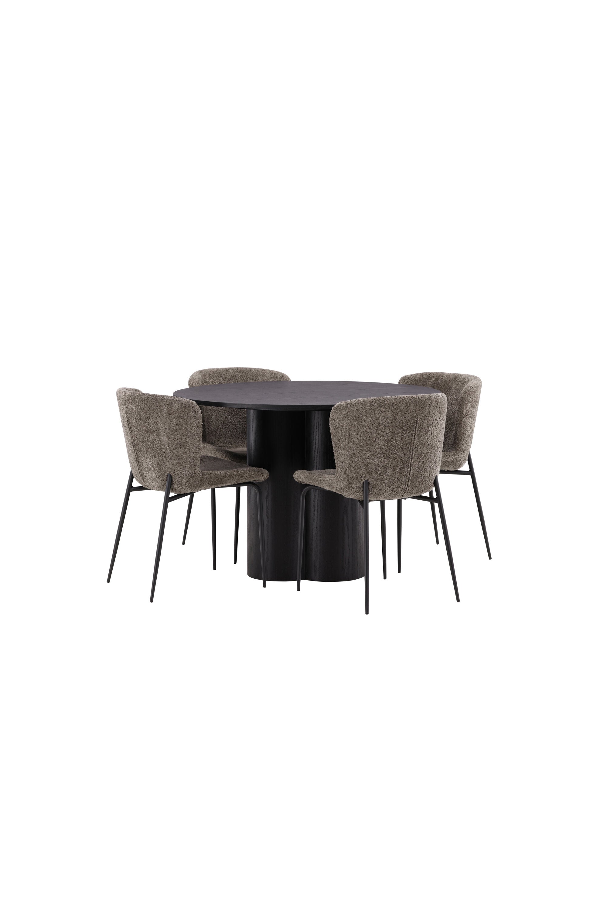 Olivia Esszimmer Set + Modesto ⌀110cm/4St. in Schwarz / Beige / Grau präsentiert im Onlineshop von KAQTU Design AG. Esszimmerset ist von Venture Home