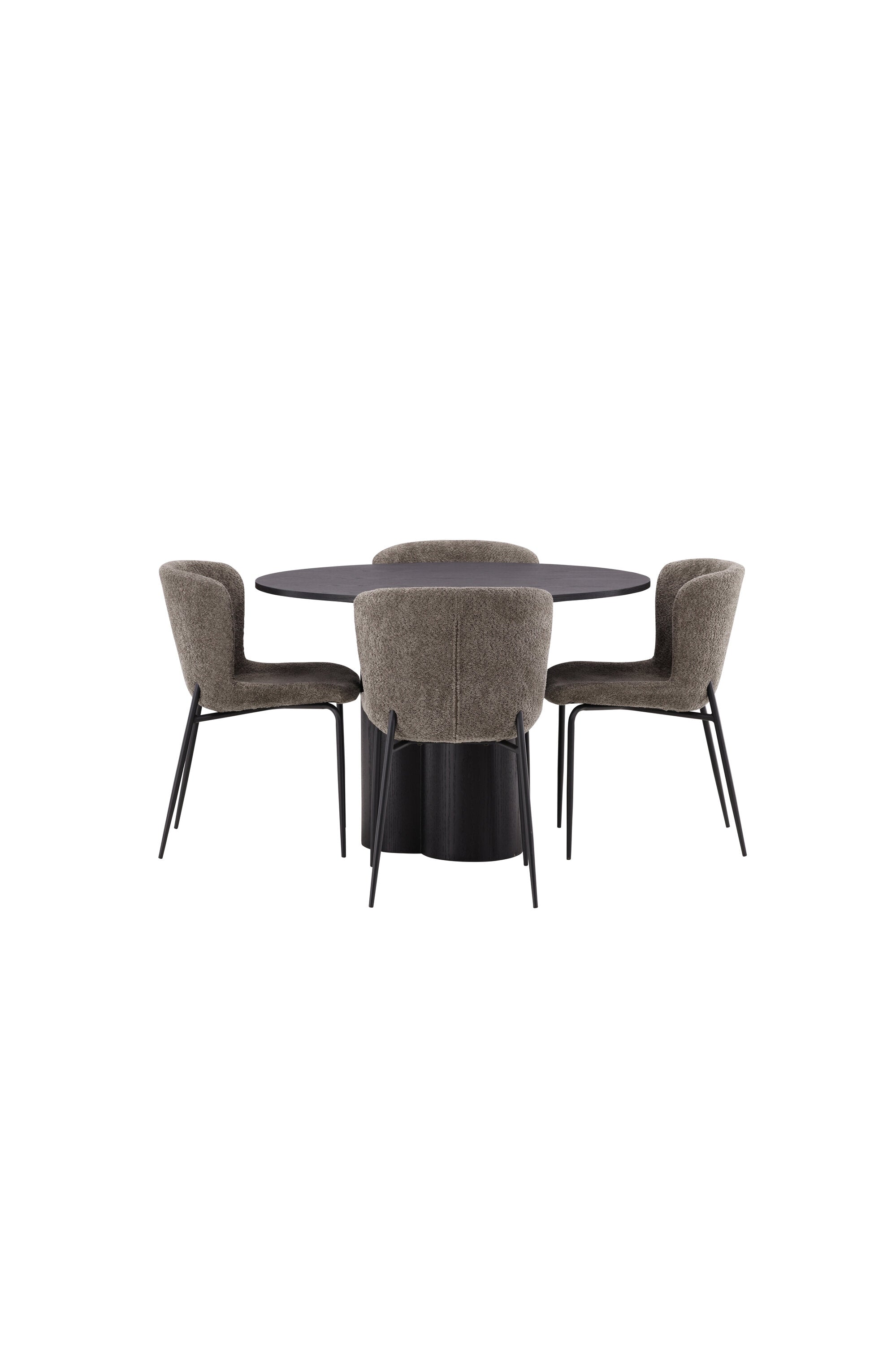 Olivia Esszimmer Set + Modesto ⌀110cm/4St. in Schwarz / Beige / Grau präsentiert im Onlineshop von KAQTU Design AG. Esszimmerset ist von Venture Home