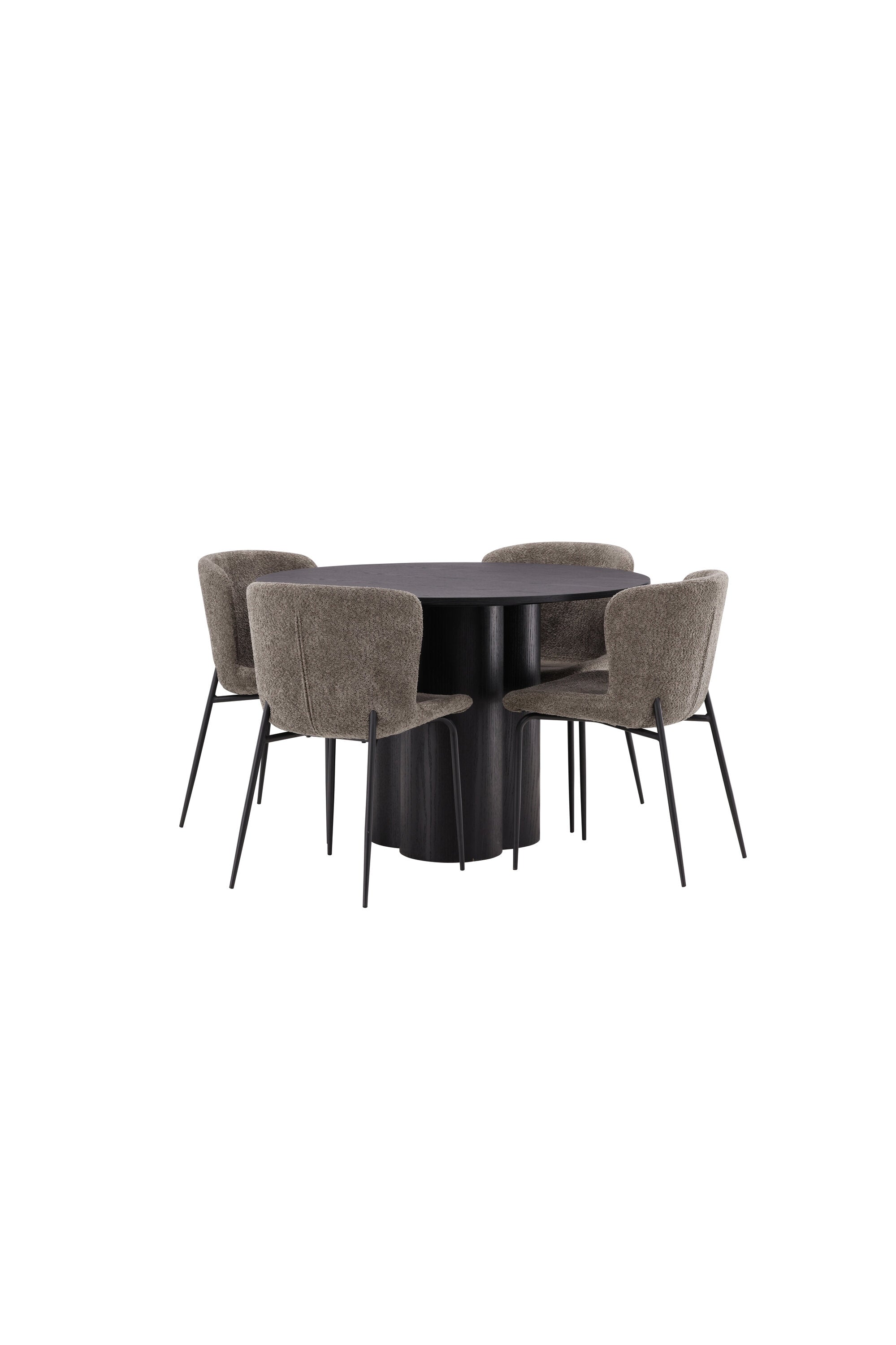 Olivia Esszimmer Set + Modesto ⌀110cm/4St. in Schwarz / Beige / Grau präsentiert im Onlineshop von KAQTU Design AG. Esszimmerset ist von Venture Home