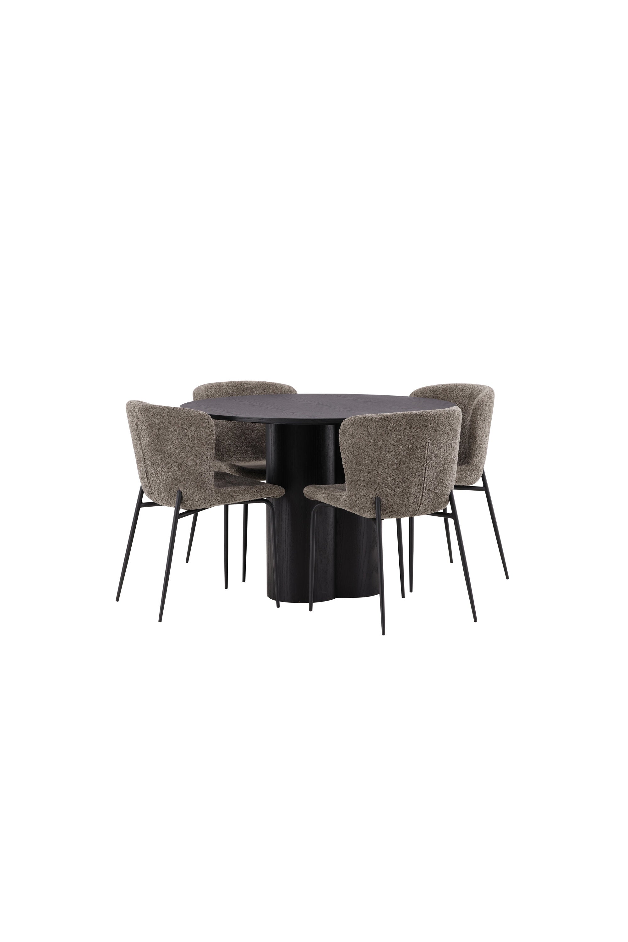 Olivia Esszimmer Set + Modesto ⌀110cm/4St. in Schwarz / Beige / Grau präsentiert im Onlineshop von KAQTU Design AG. Esszimmerset ist von Venture Home