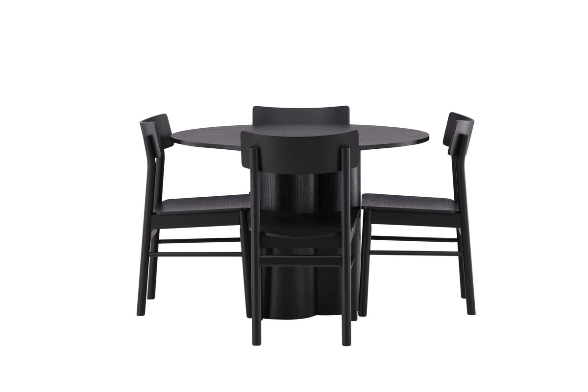 Olivia Esszimmer Set + Montros ⌀110cm/4St. in Schwarz präsentiert im Onlineshop von KAQTU Design AG. Esszimmerset ist von Venture Home