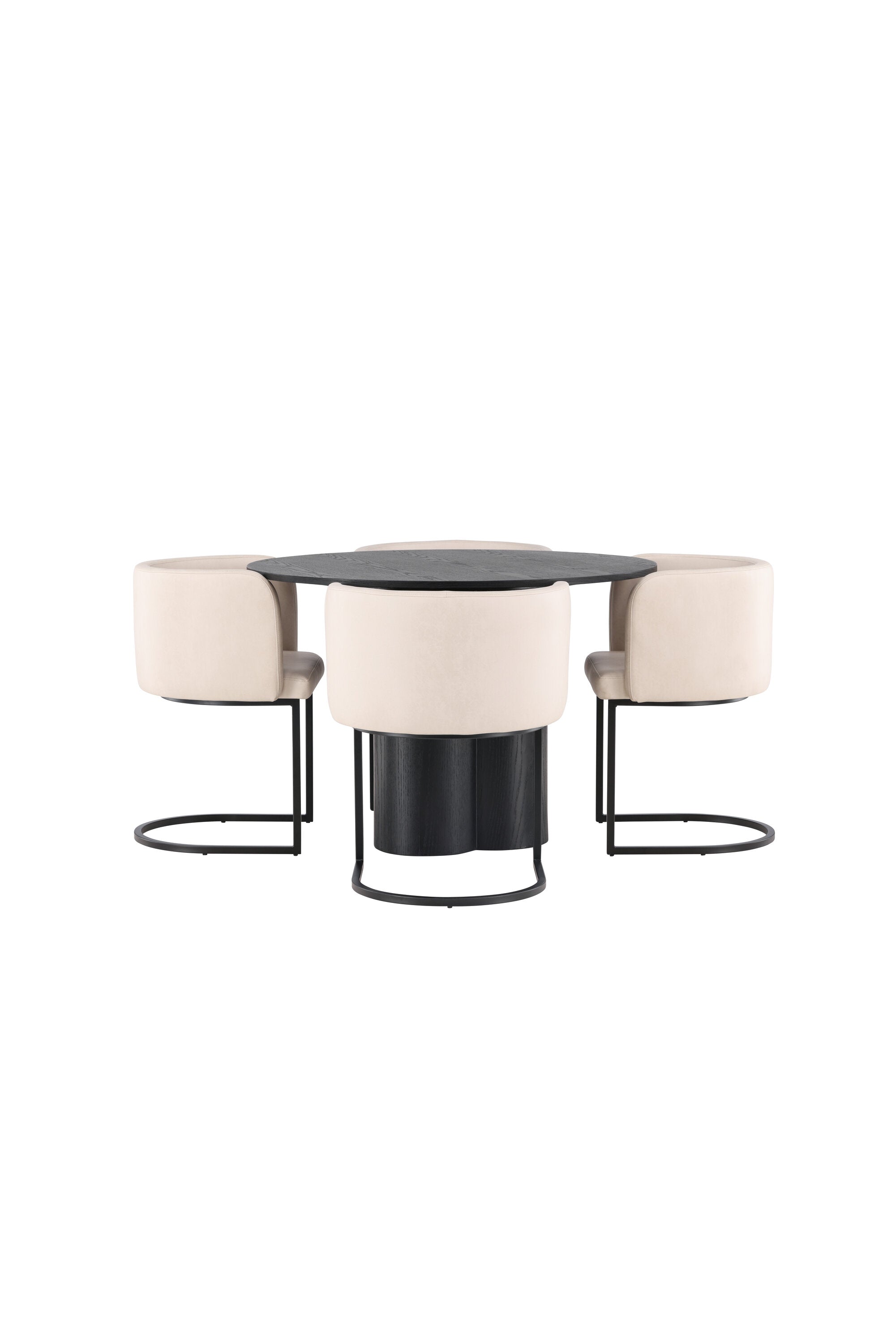 Olivia Esszimmer Set + Simrishamn ⌀110cm/4St. in Beige / Schwarz präsentiert im Onlineshop von KAQTU Design AG. Esszimmerset ist von Venture Home