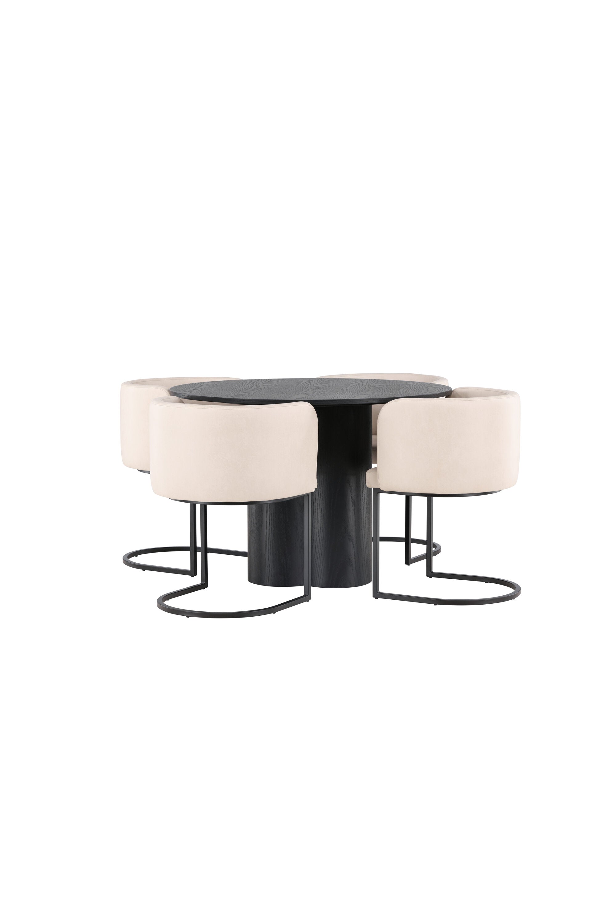 Olivia Esszimmer Set + Simrishamn ⌀110cm/4St. in Beige / Schwarz präsentiert im Onlineshop von KAQTU Design AG. Esszimmerset ist von Venture Home
