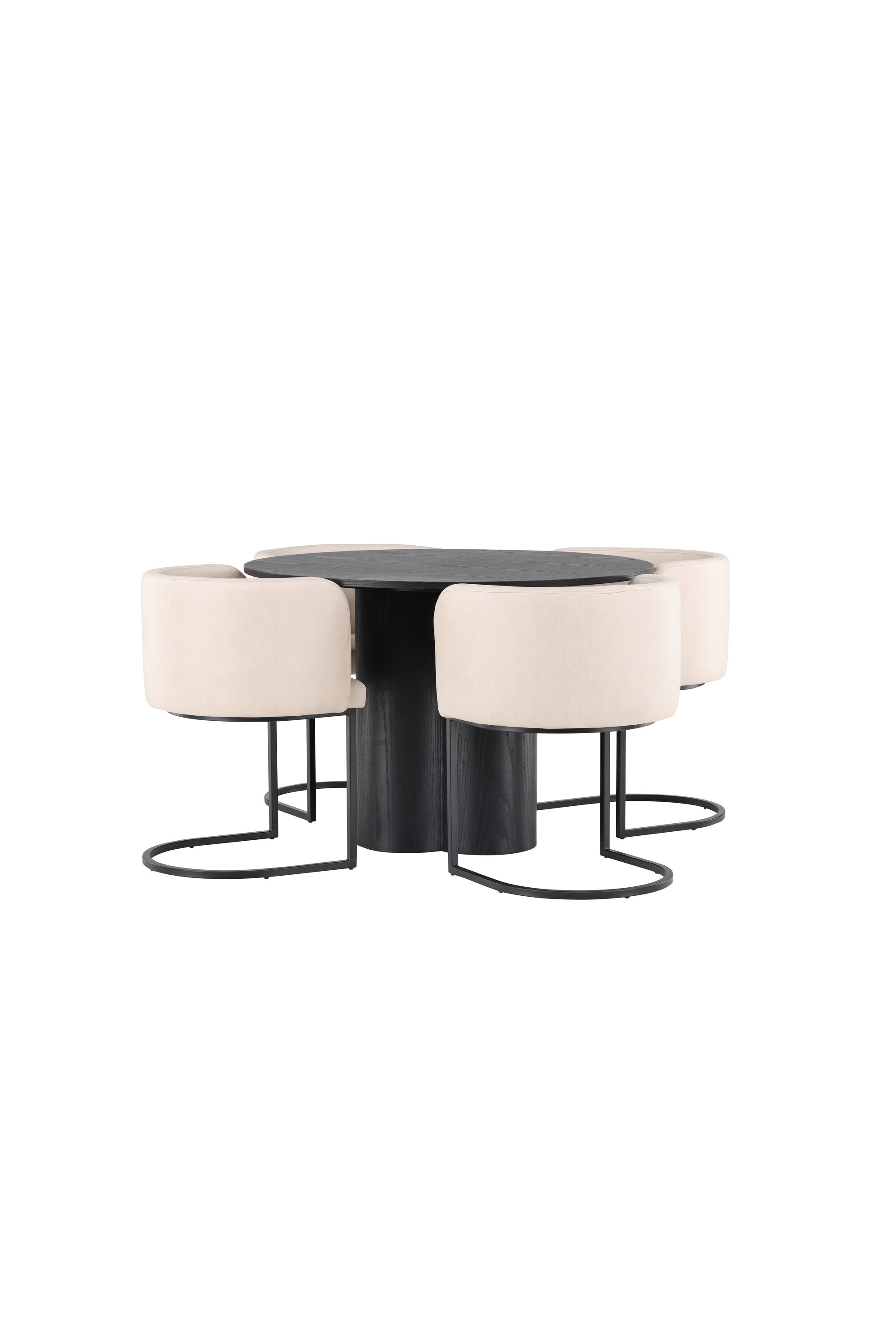 Olivia Esszimmer Set + Simrishamn ⌀110cm/4St. in Beige / Schwarz präsentiert im Onlineshop von KAQTU Design AG. Esszimmerset ist von Venture Home