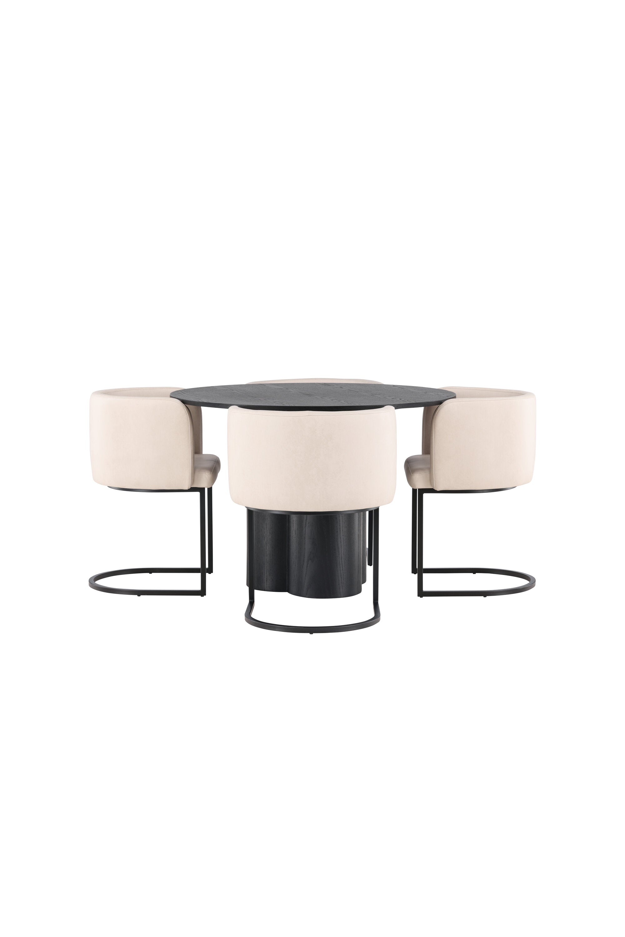 Olivia Esszimmer Set + Simrishamn ⌀110cm/4St. in Beige / Schwarz präsentiert im Onlineshop von KAQTU Design AG. Esszimmerset ist von Venture Home