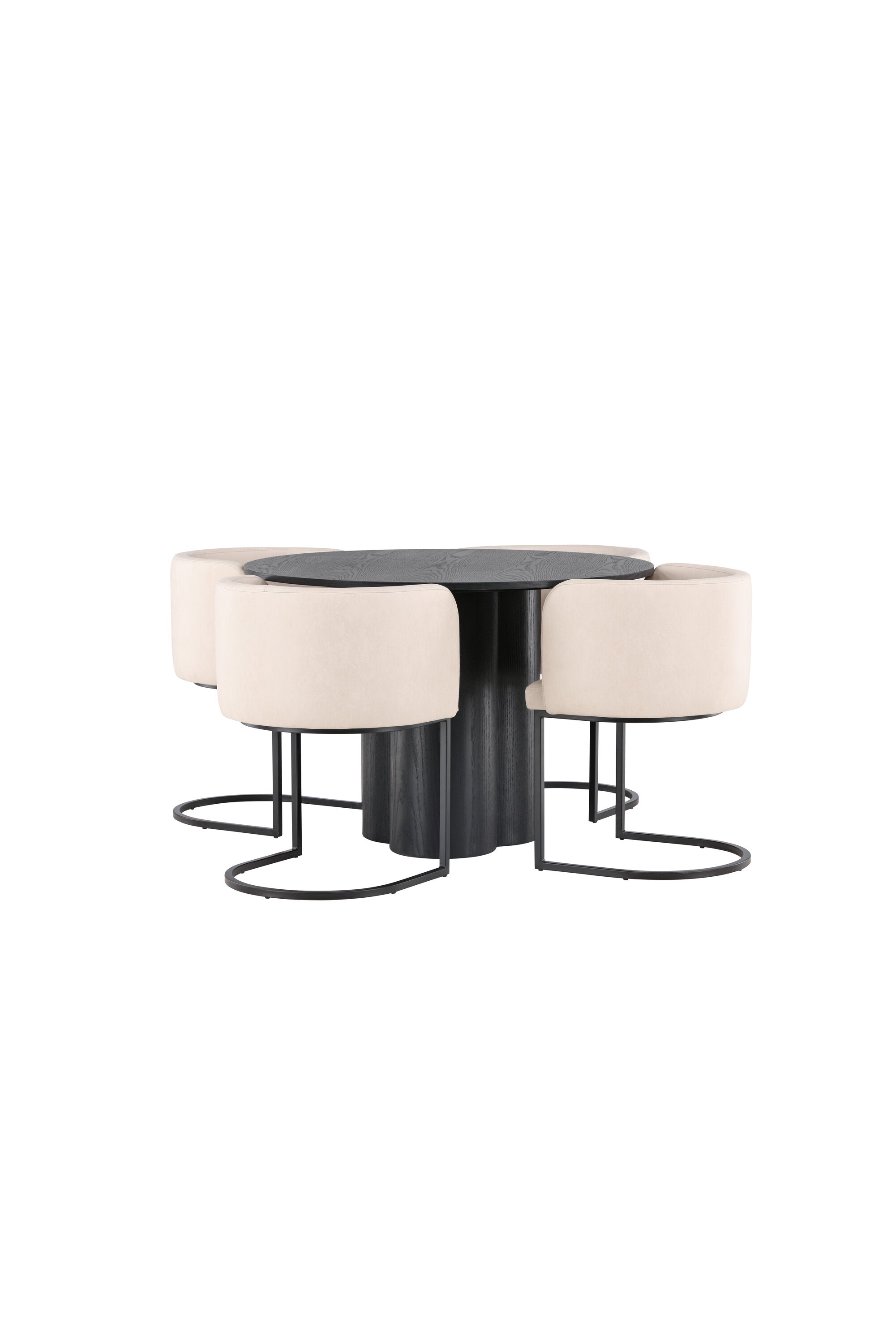 Olivia Esszimmer Set + Simrishamn ⌀110cm/4St. in Beige / Schwarz präsentiert im Onlineshop von KAQTU Design AG. Esszimmerset ist von Venture Home