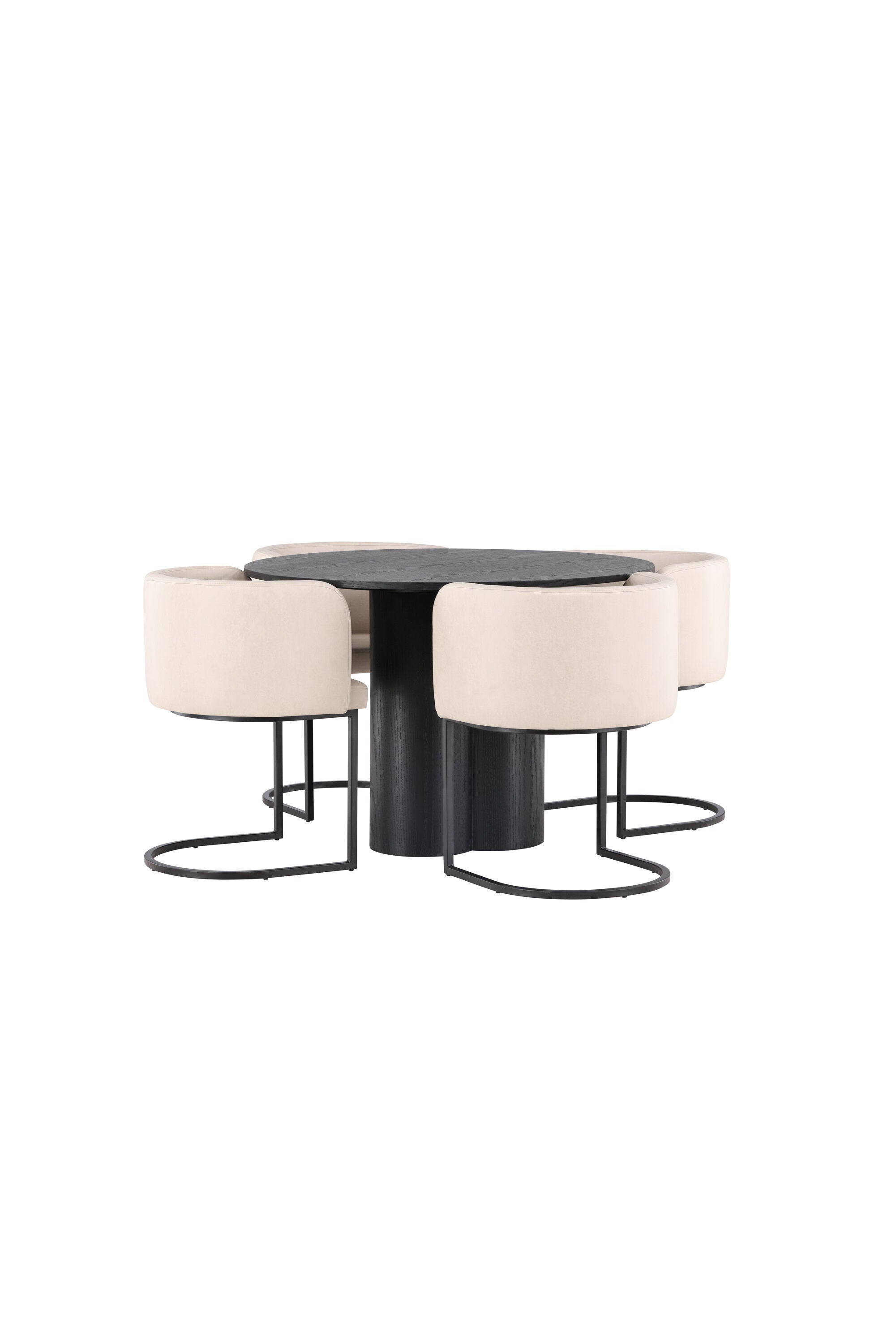 Olivia Esszimmer Set + Simrishamn ⌀110cm/4St. in Beige / Schwarz präsentiert im Onlineshop von KAQTU Design AG. Esszimmerset ist von Venture Home