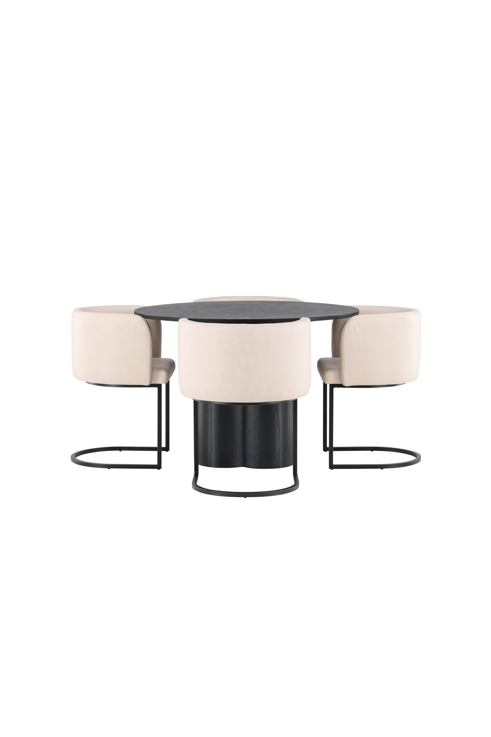 Olivia Esszimmer Set + Simrishamn ⌀110cm/4St. in Beige / Schwarz präsentiert im Onlineshop von KAQTU Design AG. Esszimmerset ist von Venture Home