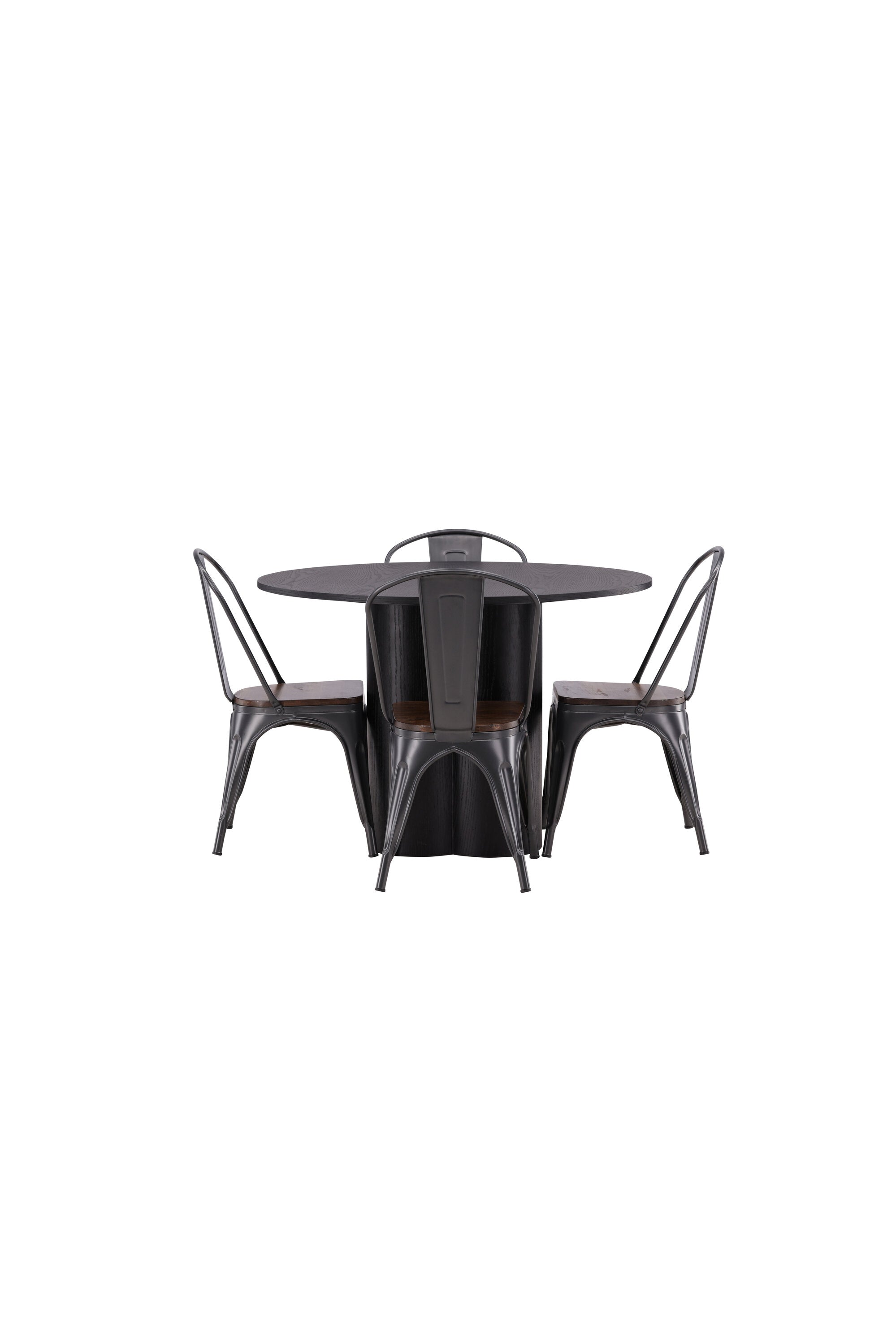 Olivia Esszimmer Set + Tempe ⌀110cm/4St. in Dunkelgrau, Walnuss präsentiert im Onlineshop von KAQTU Design AG. Esszimmerset ist von Venture Home