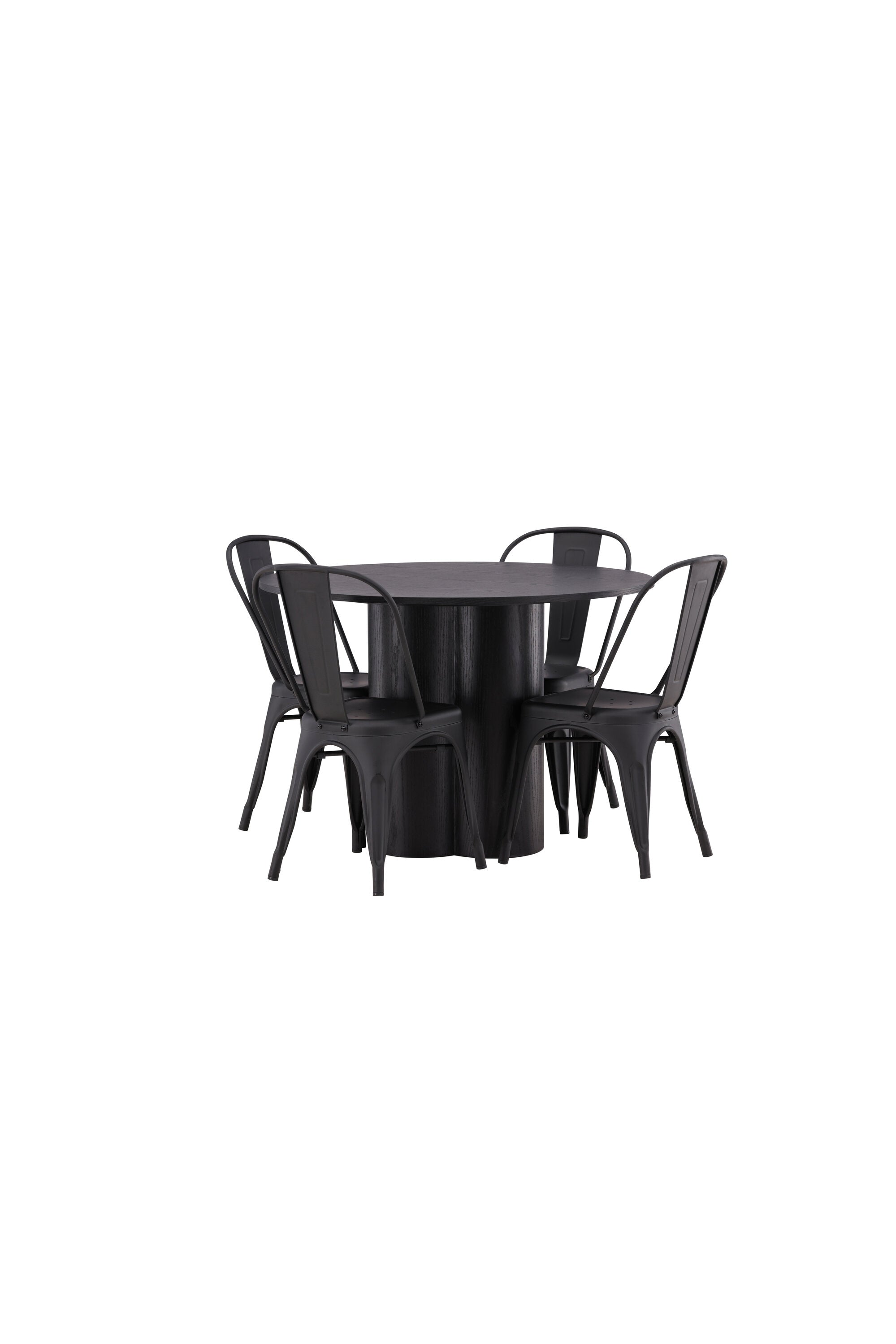 Olivia Esszimmer Set + Tempe ⌀110cm/4St. in Schwarz präsentiert im Onlineshop von KAQTU Design AG. Esszimmerset ist von Venture Home