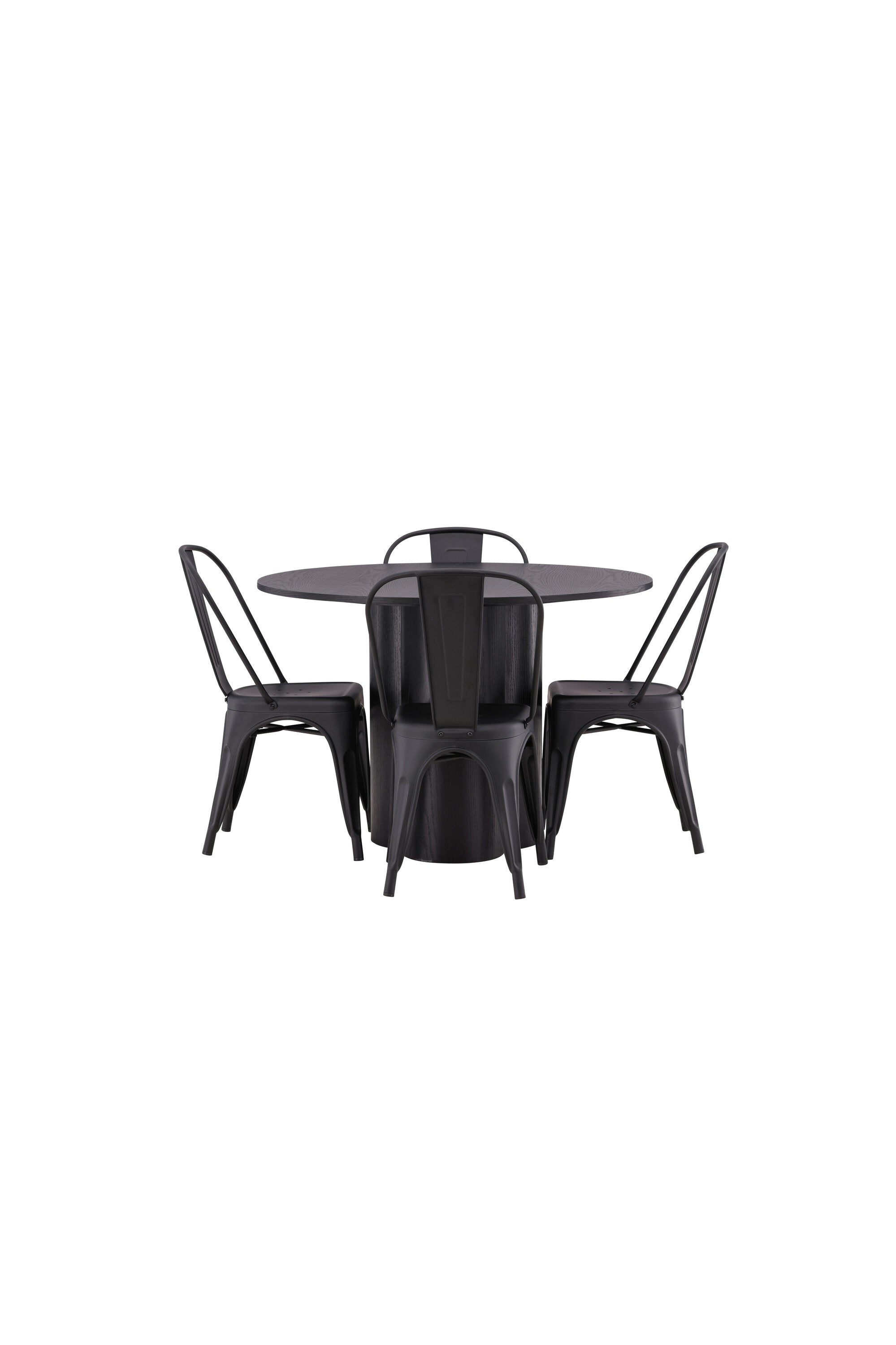 Olivia Esszimmer Set + Tempe ⌀110cm/4St. in Schwarz präsentiert im Onlineshop von KAQTU Design AG. Esszimmerset ist von Venture Home