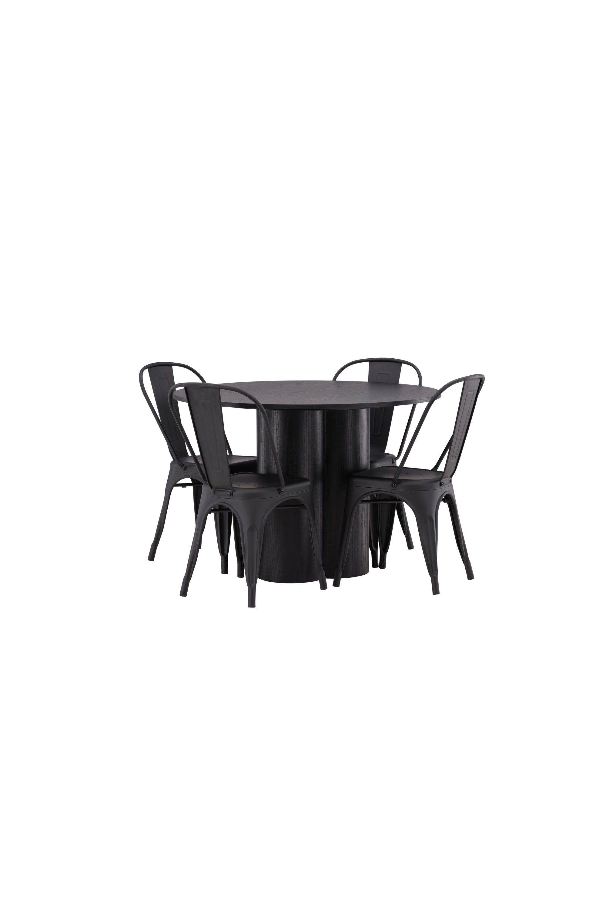 Olivia Esszimmer Set + Tempe ⌀110cm/4St. in Schwarz präsentiert im Onlineshop von KAQTU Design AG. Esszimmerset ist von Venture Home