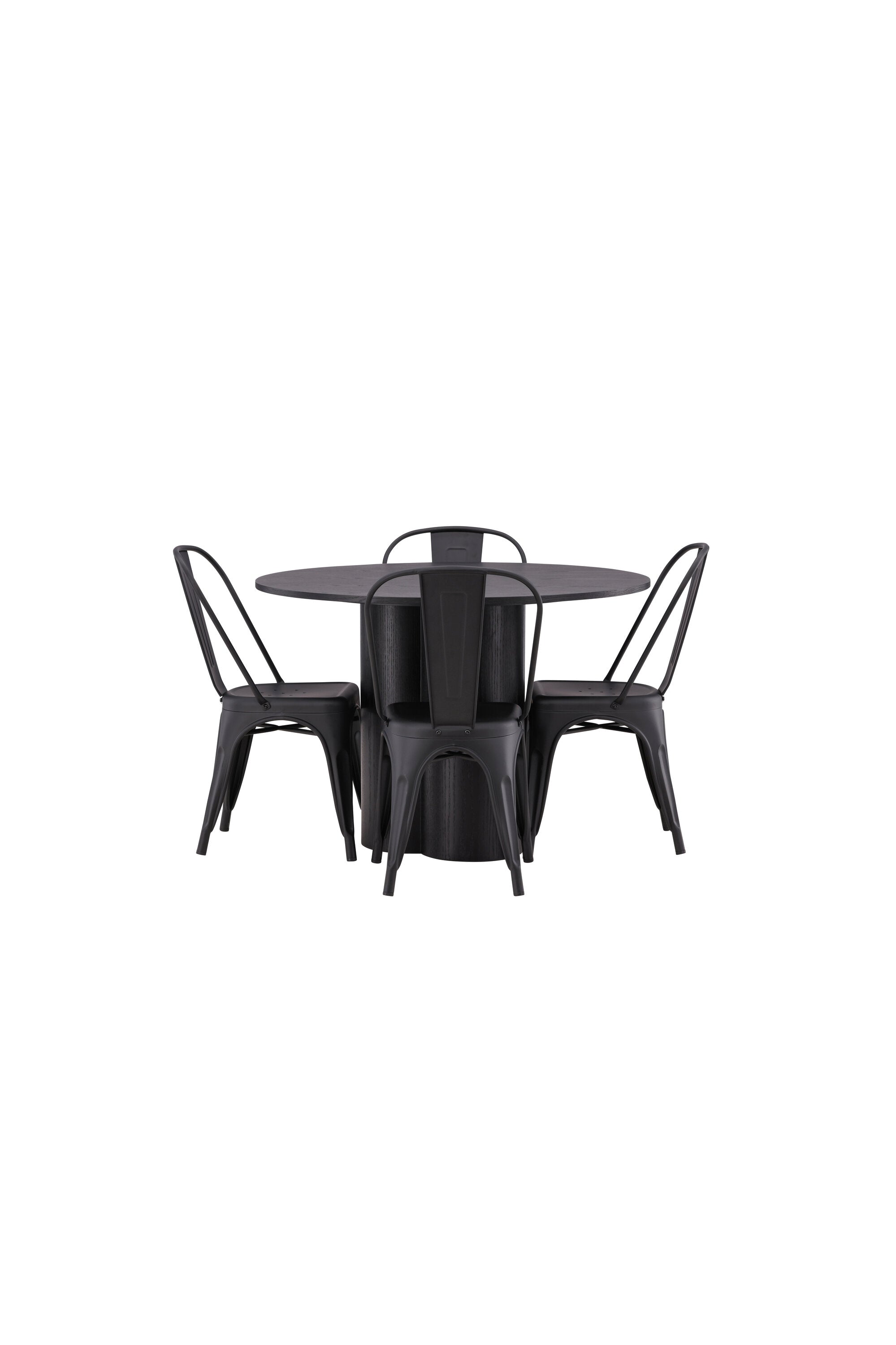 Olivia Esszimmer Set + Tempe ⌀110cm/4St. in Schwarz präsentiert im Onlineshop von KAQTU Design AG. Esszimmerset ist von Venture Home