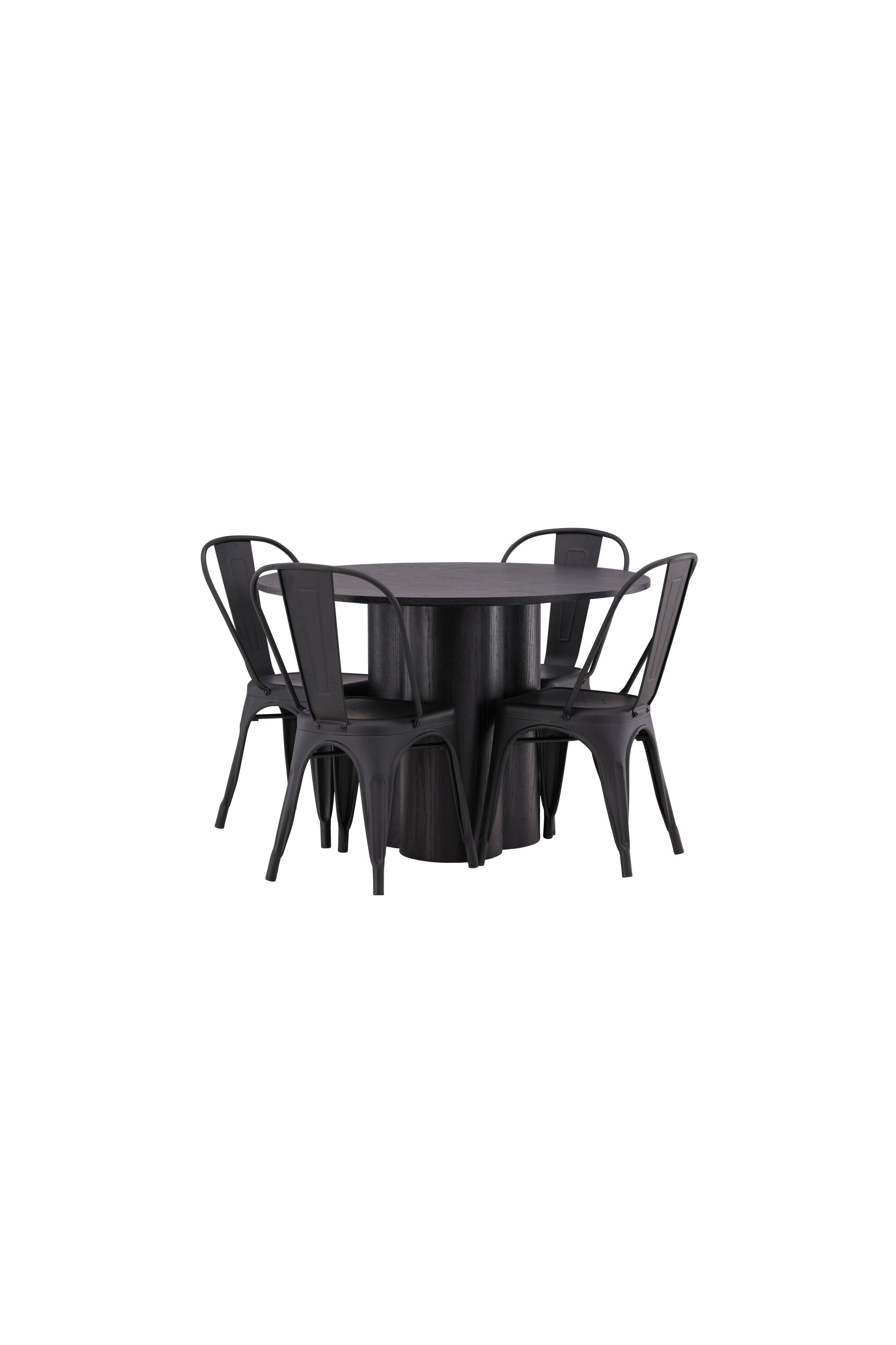 Olivia Esszimmer Set + Tempe ⌀110cm/4St. in Schwarz präsentiert im Onlineshop von KAQTU Design AG. Esszimmerset ist von Venture Home