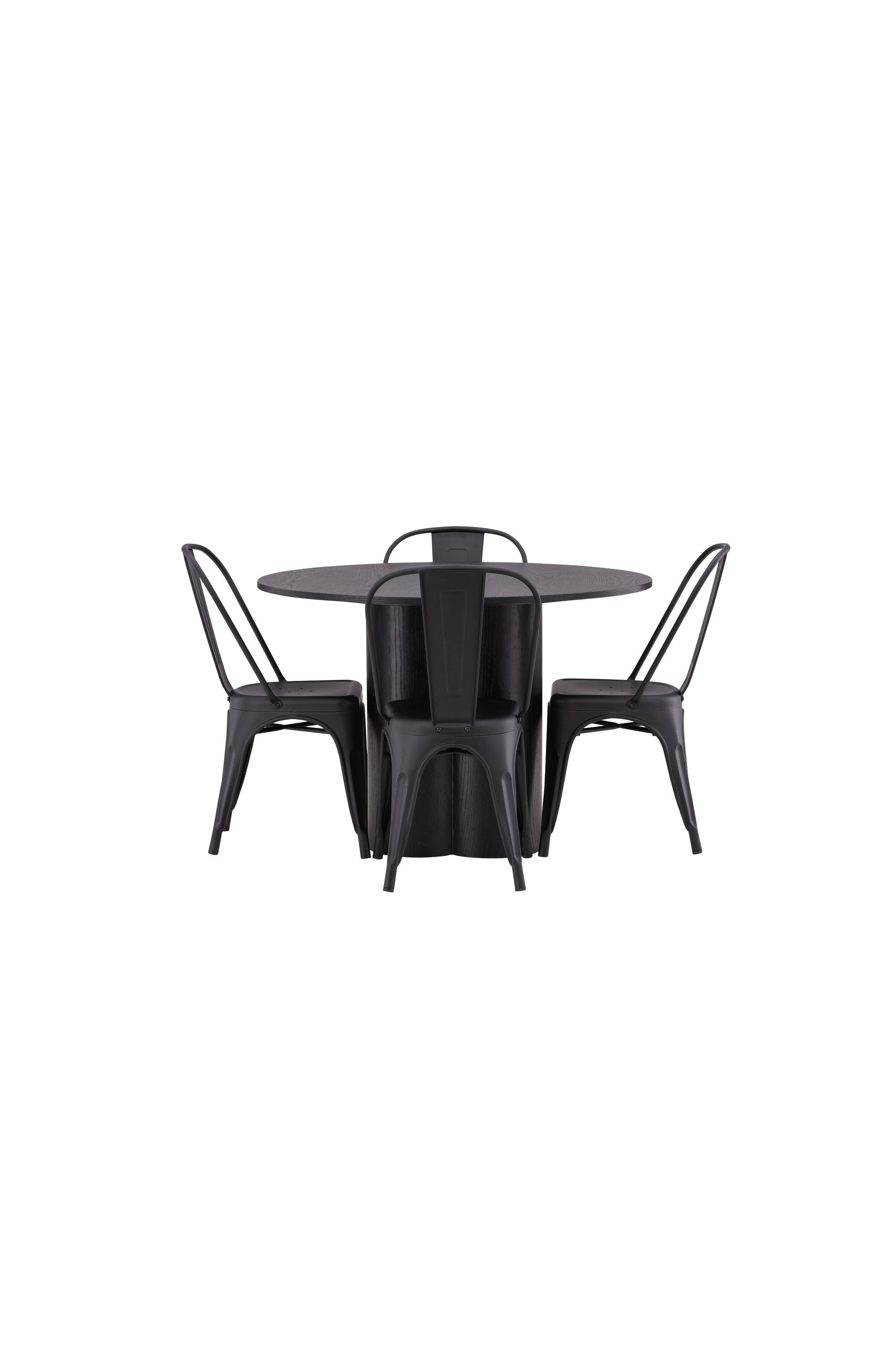 Olivia Esszimmer Set + Tempe ⌀110cm/4St. in Schwarz präsentiert im Onlineshop von KAQTU Design AG. Esszimmerset ist von Venture Home